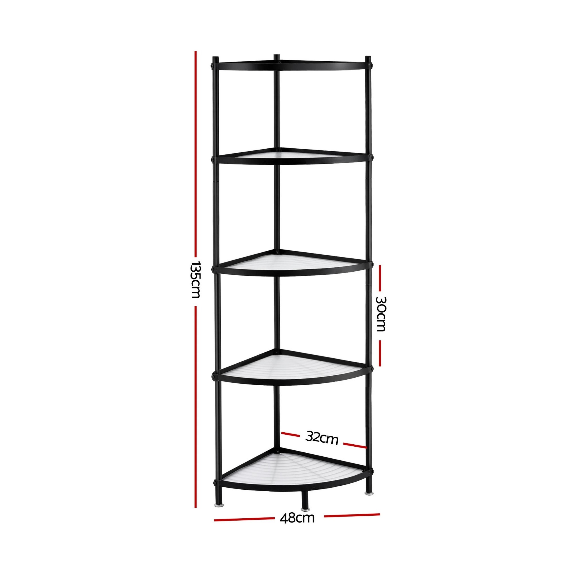 2 Artiss 5-Tier Kitchen Corner Shelf Rack Stand Microwave Metal Storage Shelves - Black, 2 of 3