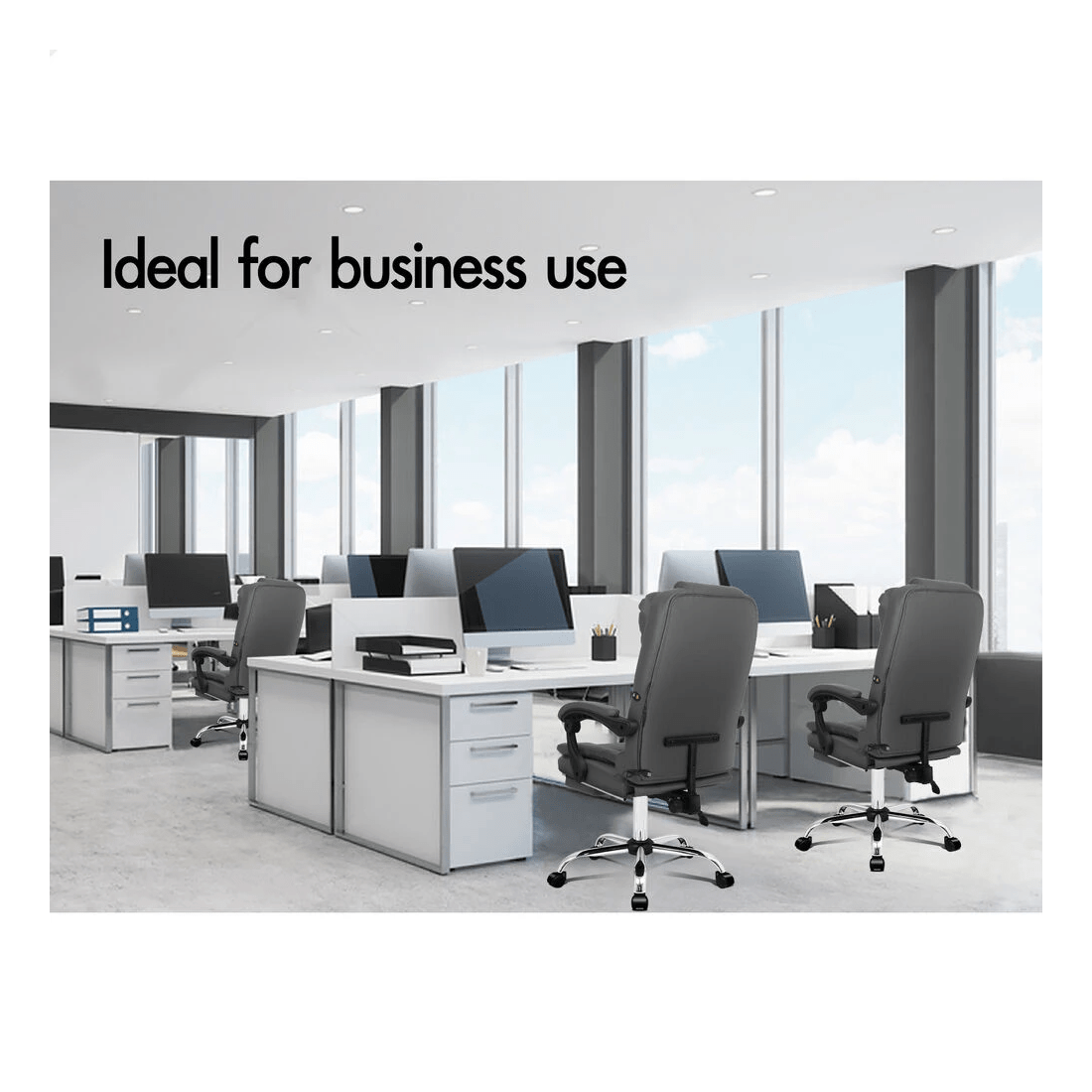 10 Alfordson Massage Office Chair Executive Seat Gaming Recliner Computer Racer - Grey, 10 of 10