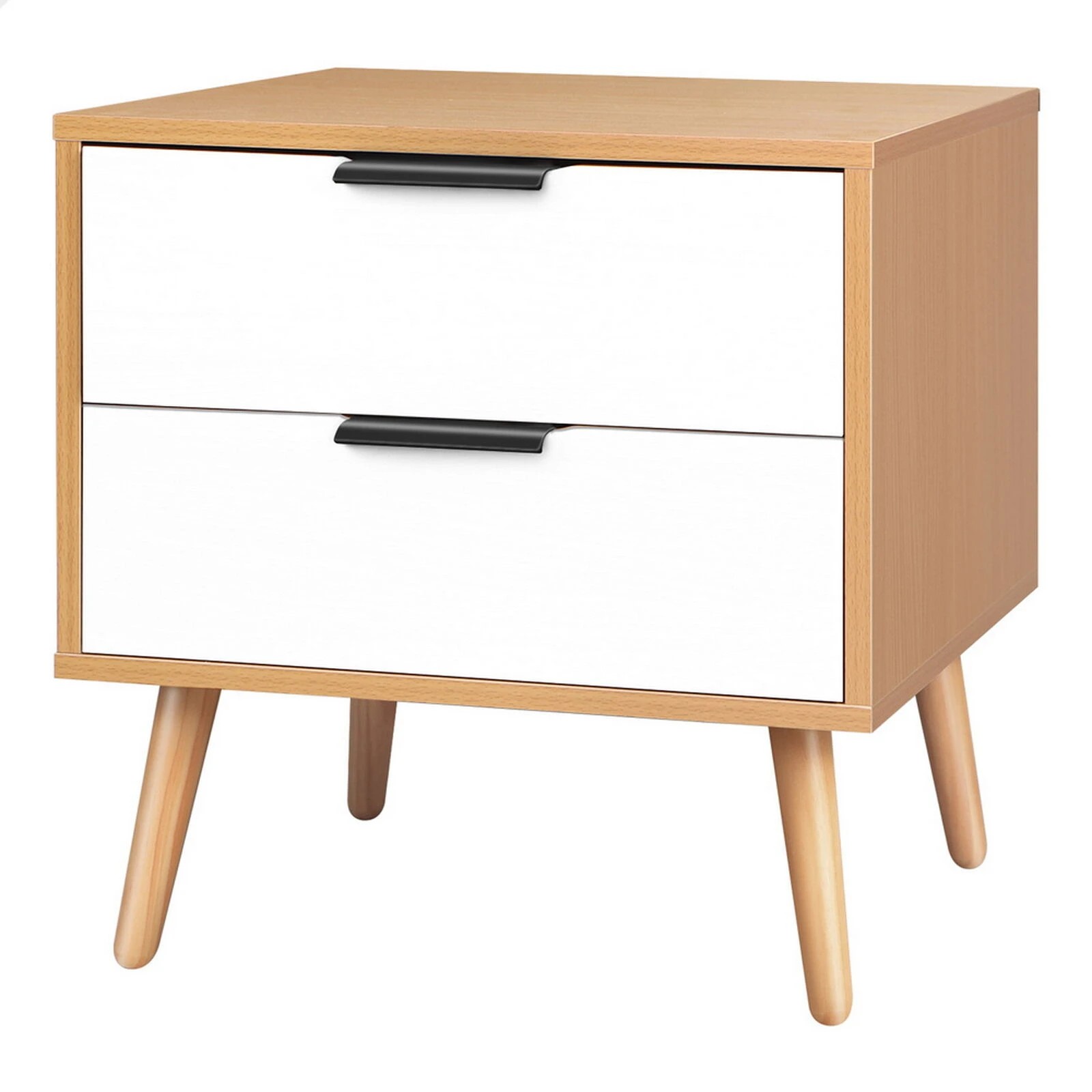 1 Alfordson Bedside Table Nightstand Side Storage Cabinet Scandinavian - Wood White, 1 of 10