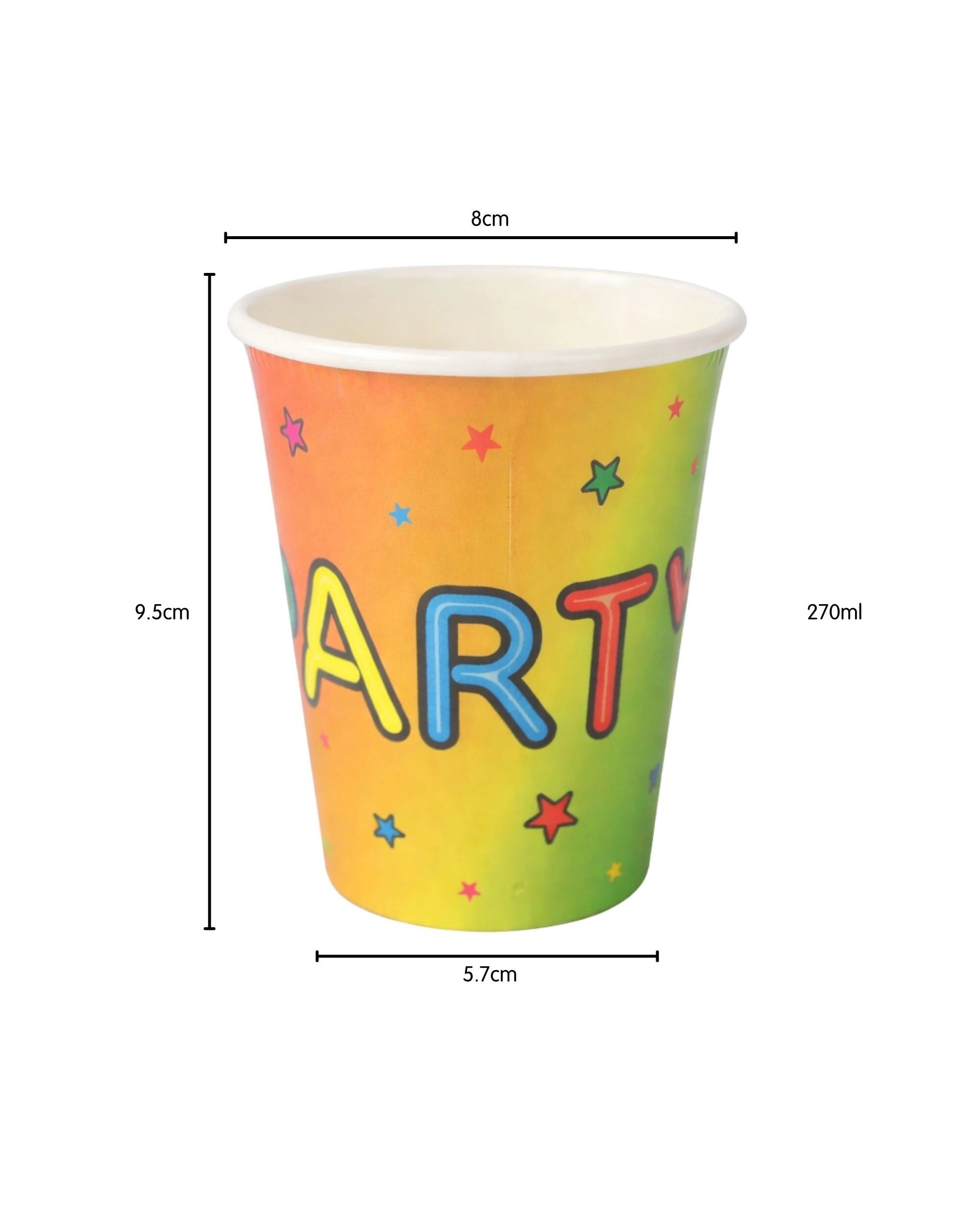 2 Design Group Neon Party Paper Cups 270ml Pack of 8 - Multi, 2 of 3