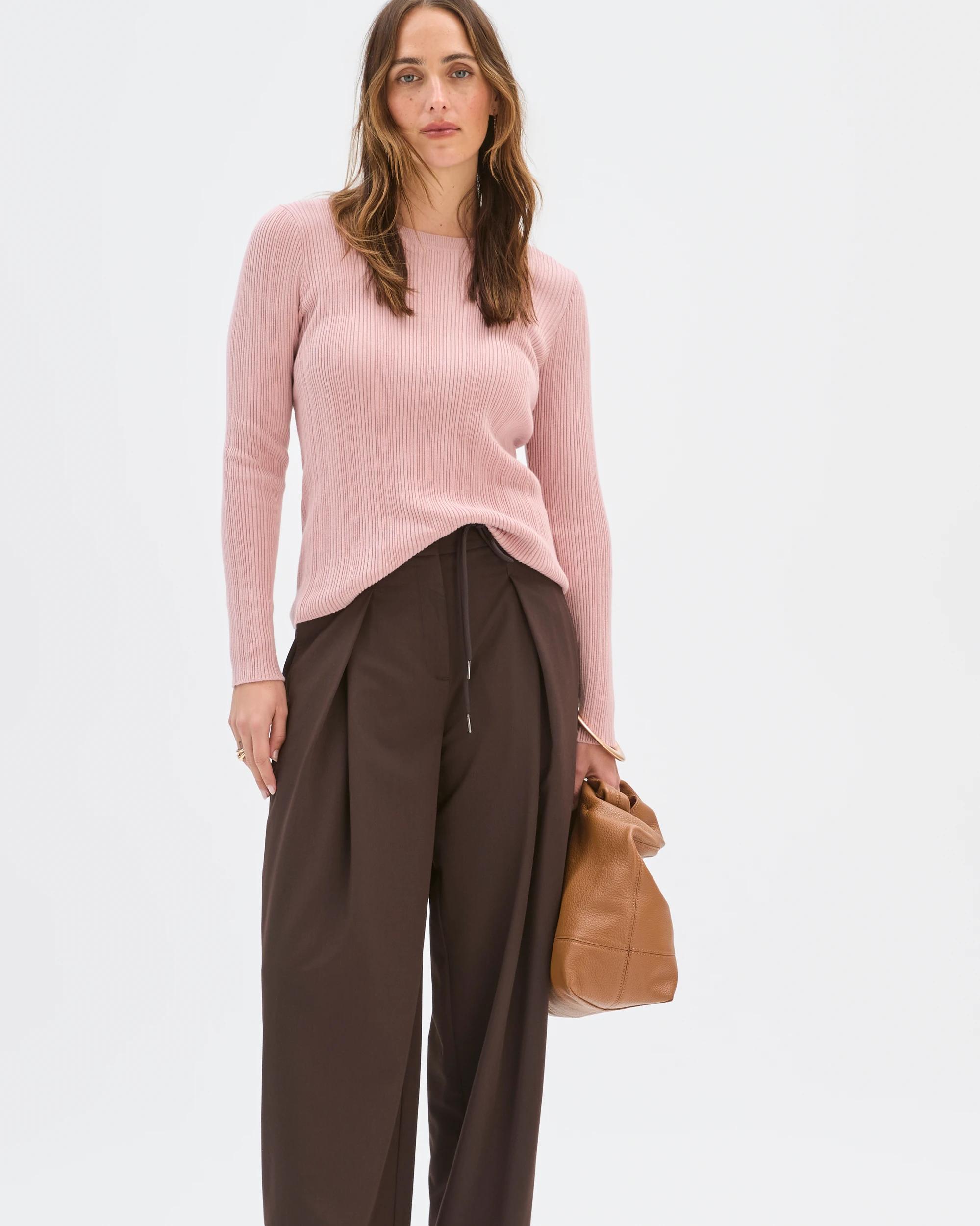 2 Target Woman Australian Cotton Blend Variegated Long Sleeve Knit Top SOFT BLUSH, 2 of 7