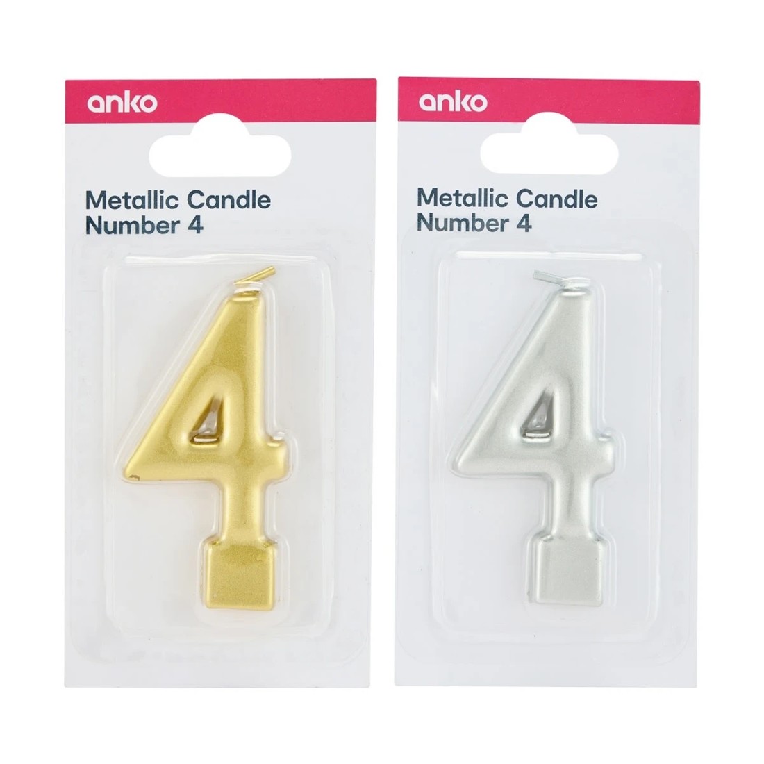 6 Metallic Candle Number 4 - Assorted, 6 of 6