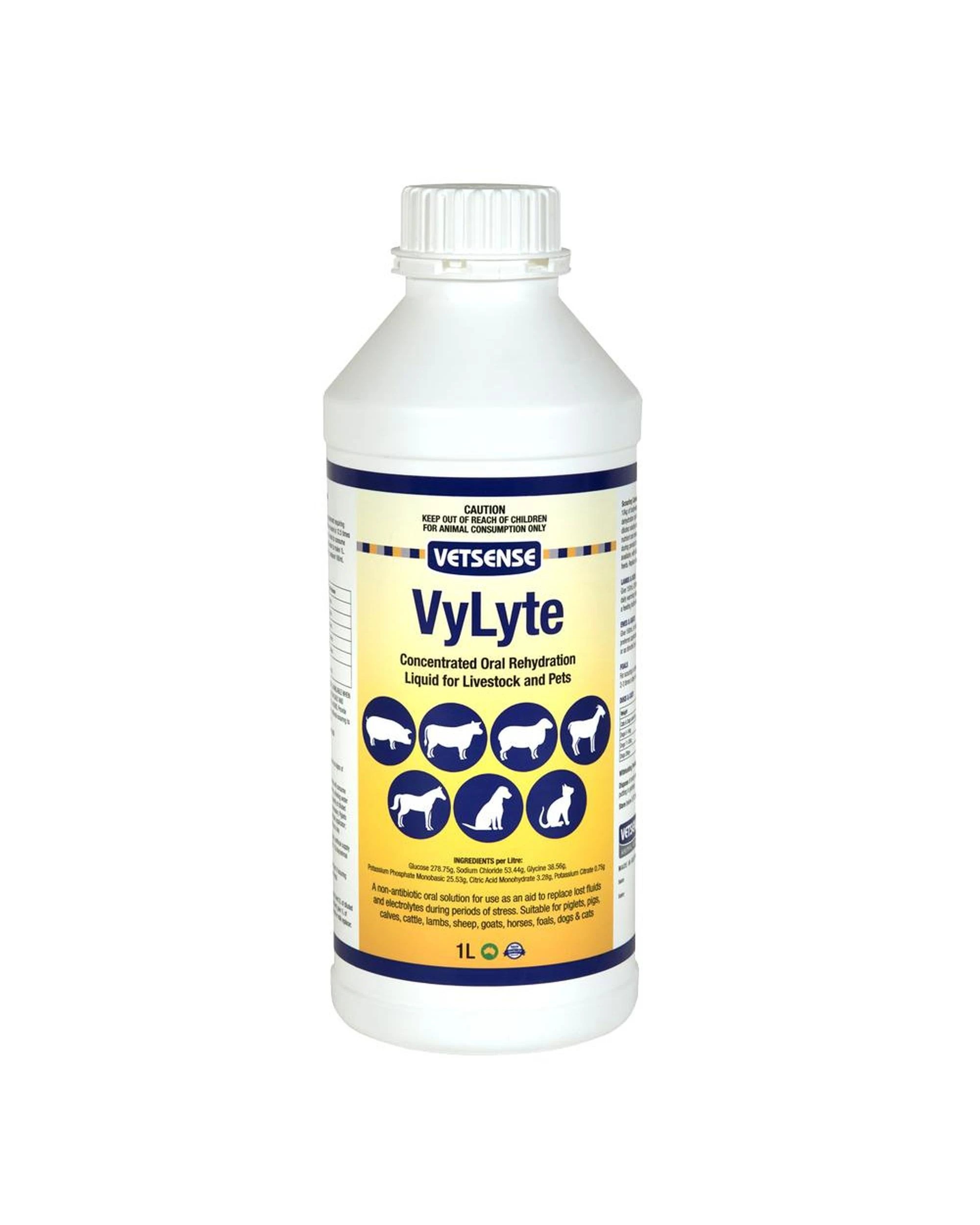 1 Vetsense VyLyte Concentrated Oral Rehydration Liquid for Livestock & Pets 1L, 1 of 3