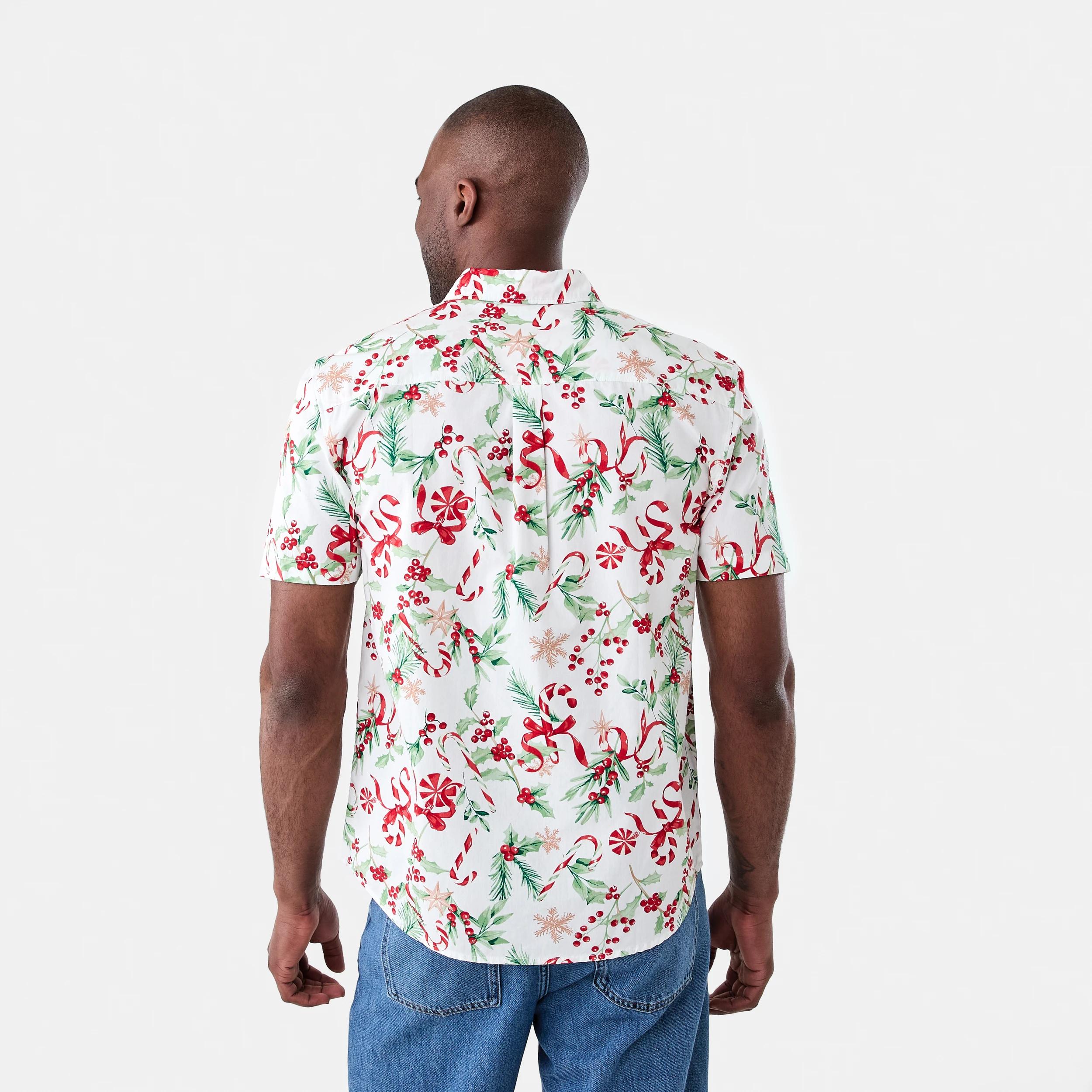 4 Short Sleeve Christmas Print Shirt Candy Cane, 4 of 7