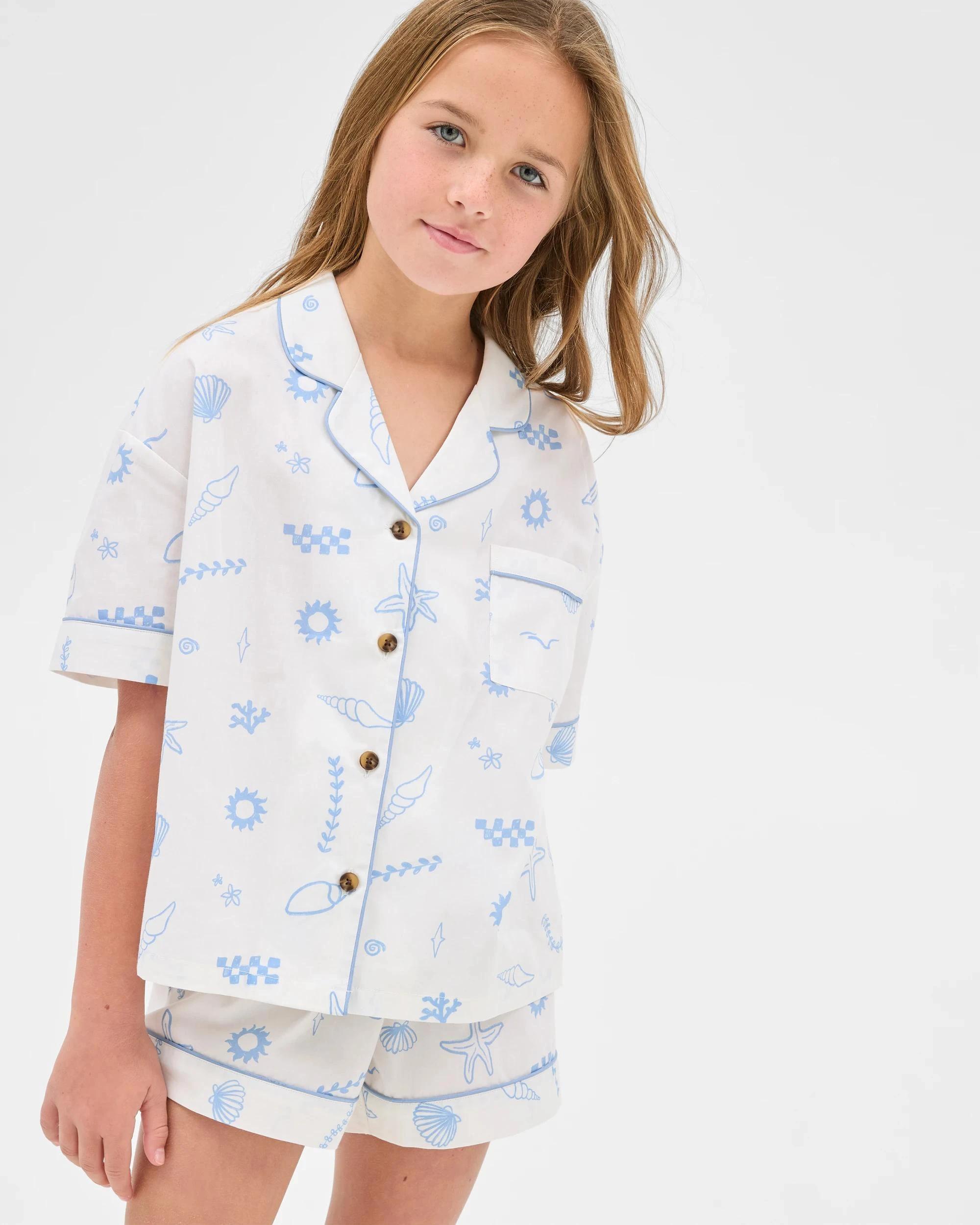 1 Target Kids Australian Cotton Older Girls Short Pyjama Set - Floral BEACH ICONS, 1 of 7