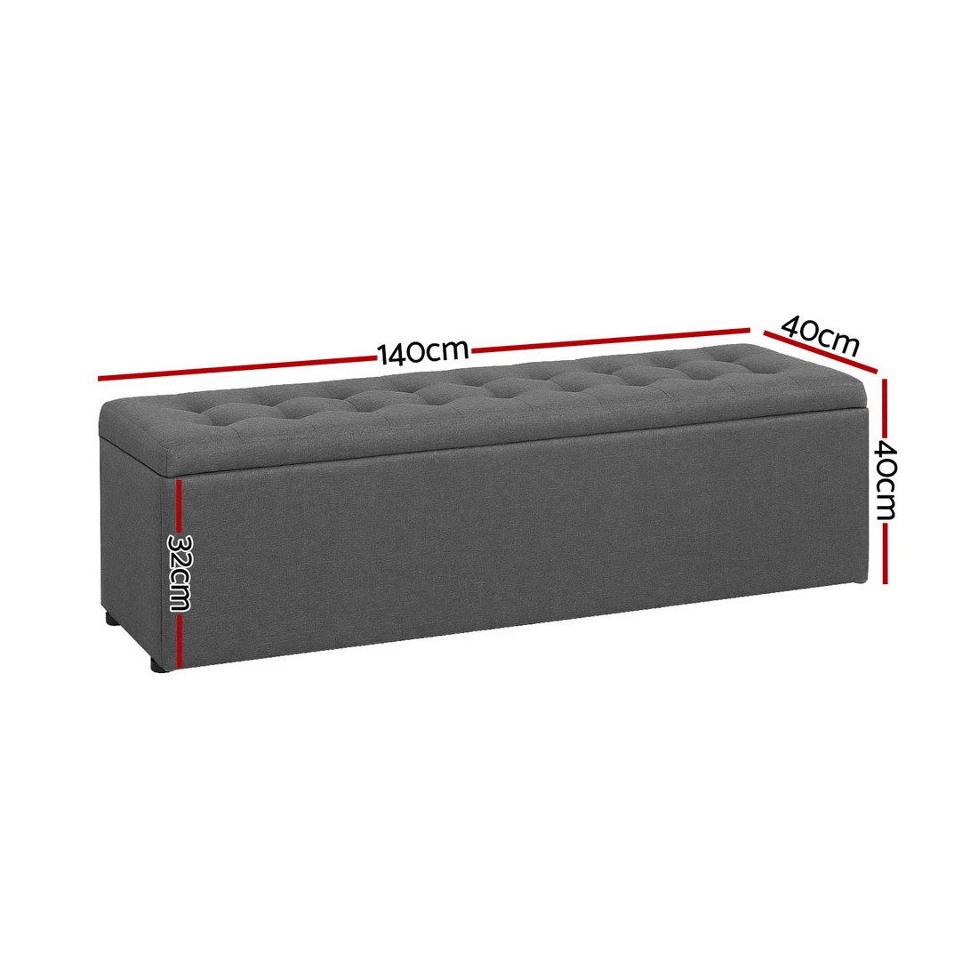 2 Artiss Storage Ottoman Blanket Box 140cm Linen Dark - Grey, 2 of 6