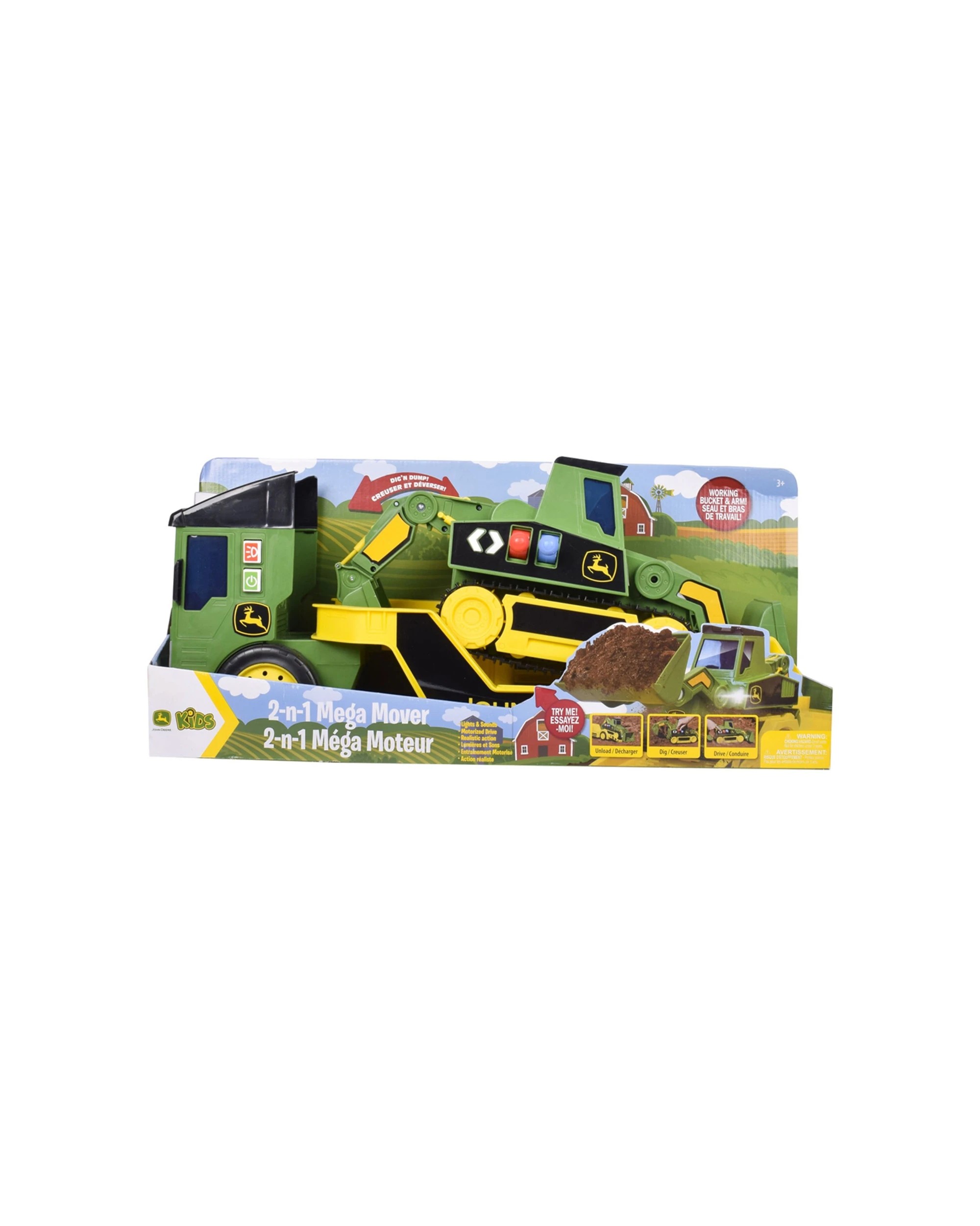 2 JOHN DEERE Mega Mover Maxx Action 2-N-1 Construction Truck Kids Toy With Lights and Sounds - Multi, 2 of 3
