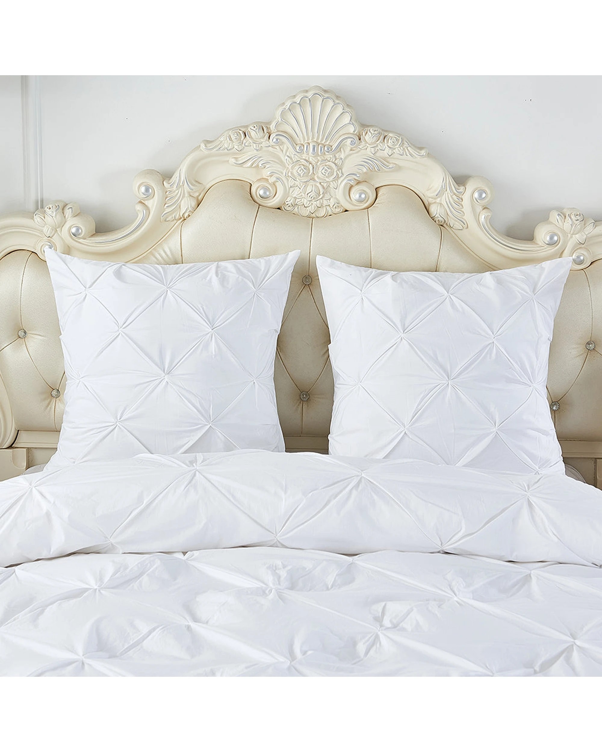 3 Cotton More 2pc Cotton Diamond Pinch Pleated Euro Cushion Cover Set 65x65cm - White, 3 of 5