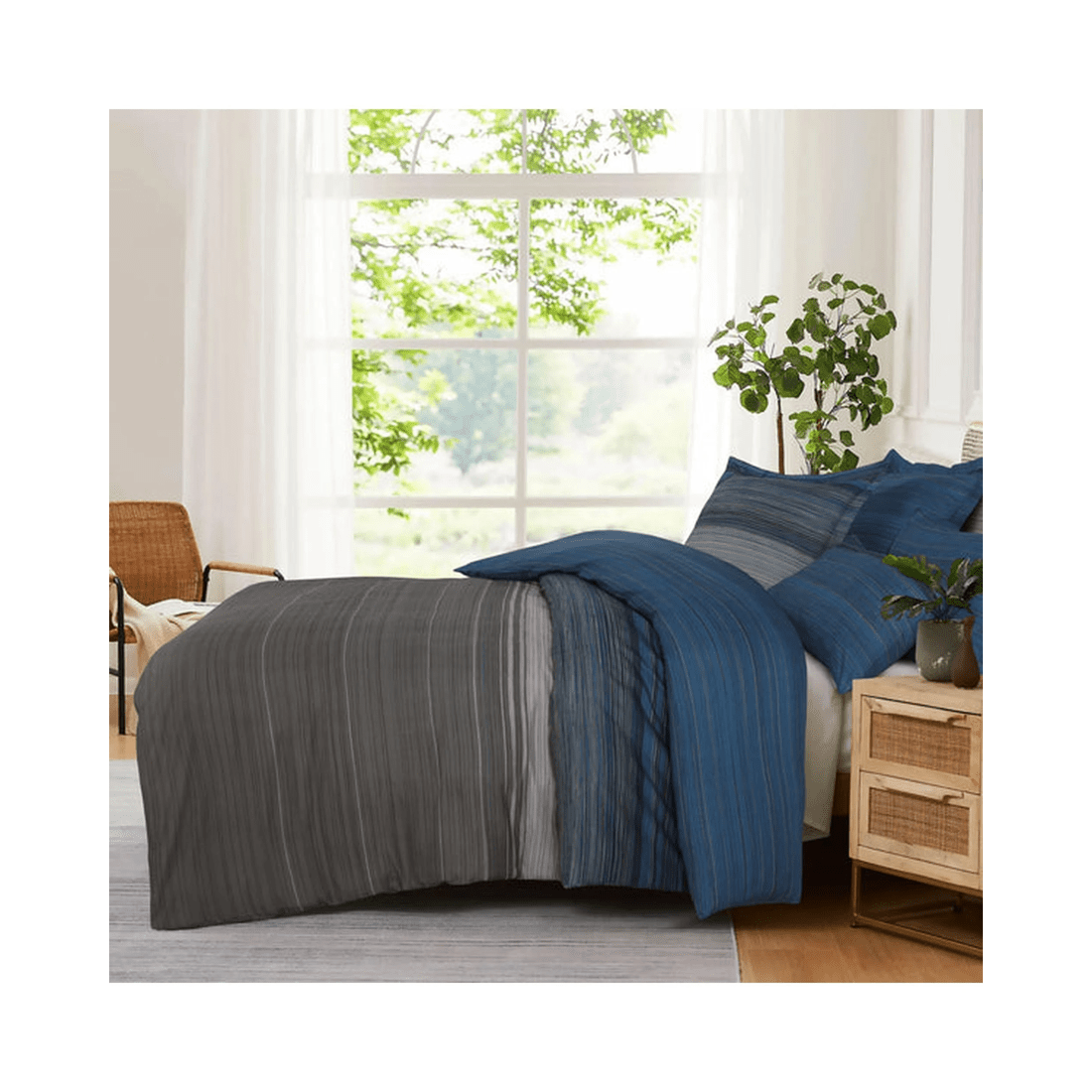2 Amsons Striped Quilt Cover Set - Single, Blue, Double-Brushed Microfiber (Includes 1 Pillowcase)
 - Single Bed
 - blue, 2 of 6
