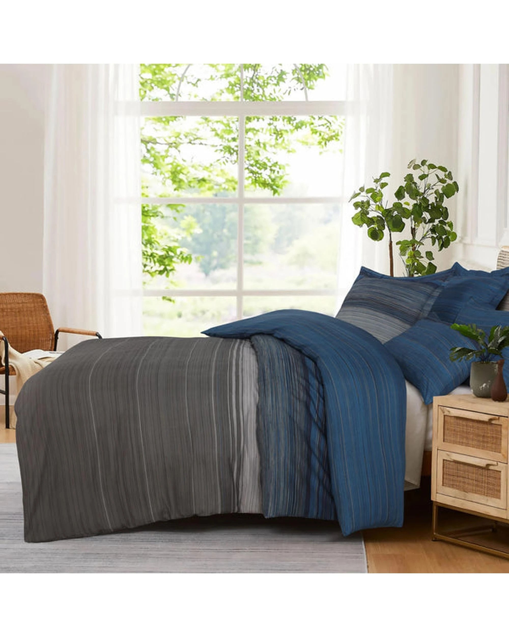 2 Amsons Striped Quilt Cover Set - Single, Blue, Double-Brushed Microfiber (Includes 1 Pillowcase)
 - Single Bed
 - blue, 2 of 6