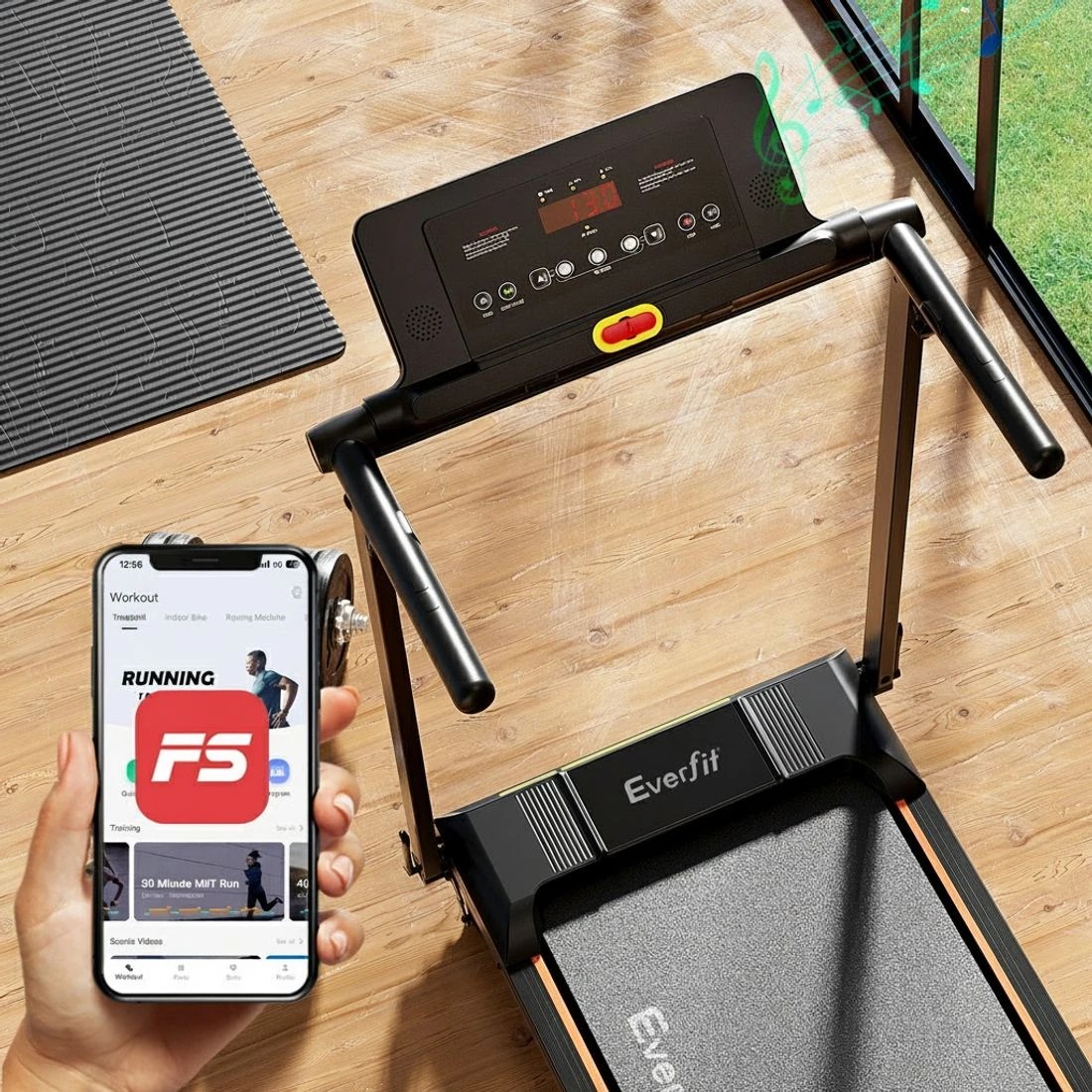 6 Everfit Treadmill Electric Walking Pad Foldable Incline for Home Office Gym - Black, 6 of 7