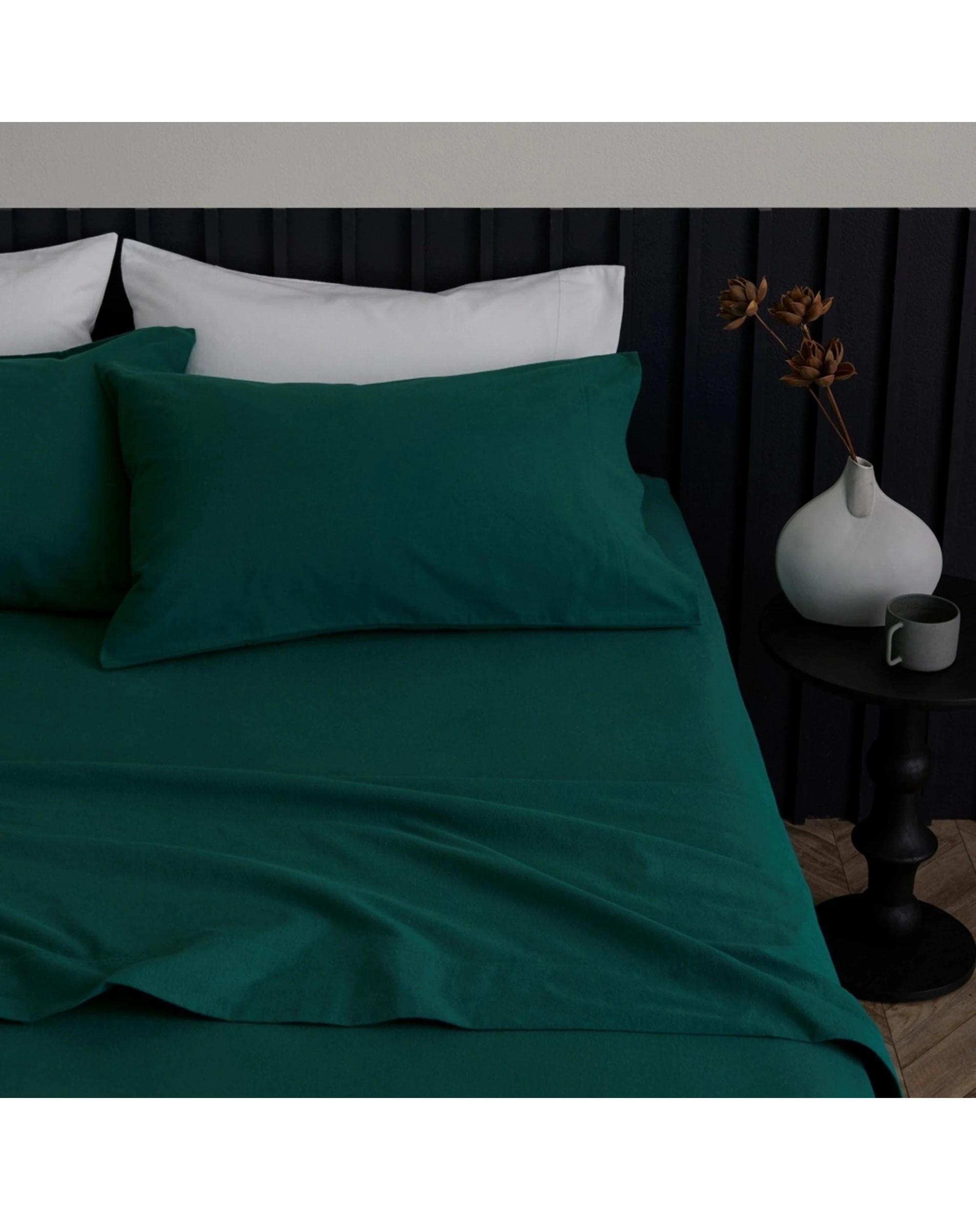 2 Bedding co Flannelette Sheet Set 100% Organic Cotton Emerald - Super King Bed - Green, 2 of 4
