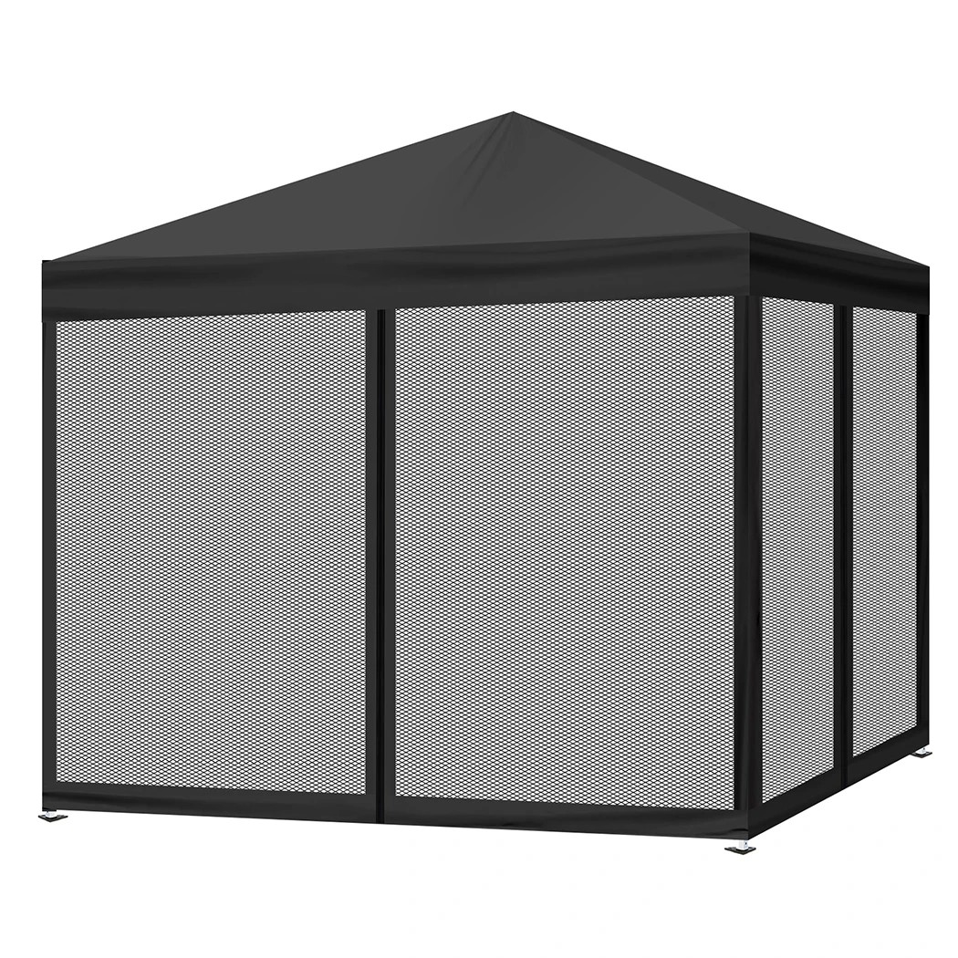 1 Mountview Pop Up Gazebo with Mesh Side Walls - Black, 1 of 8