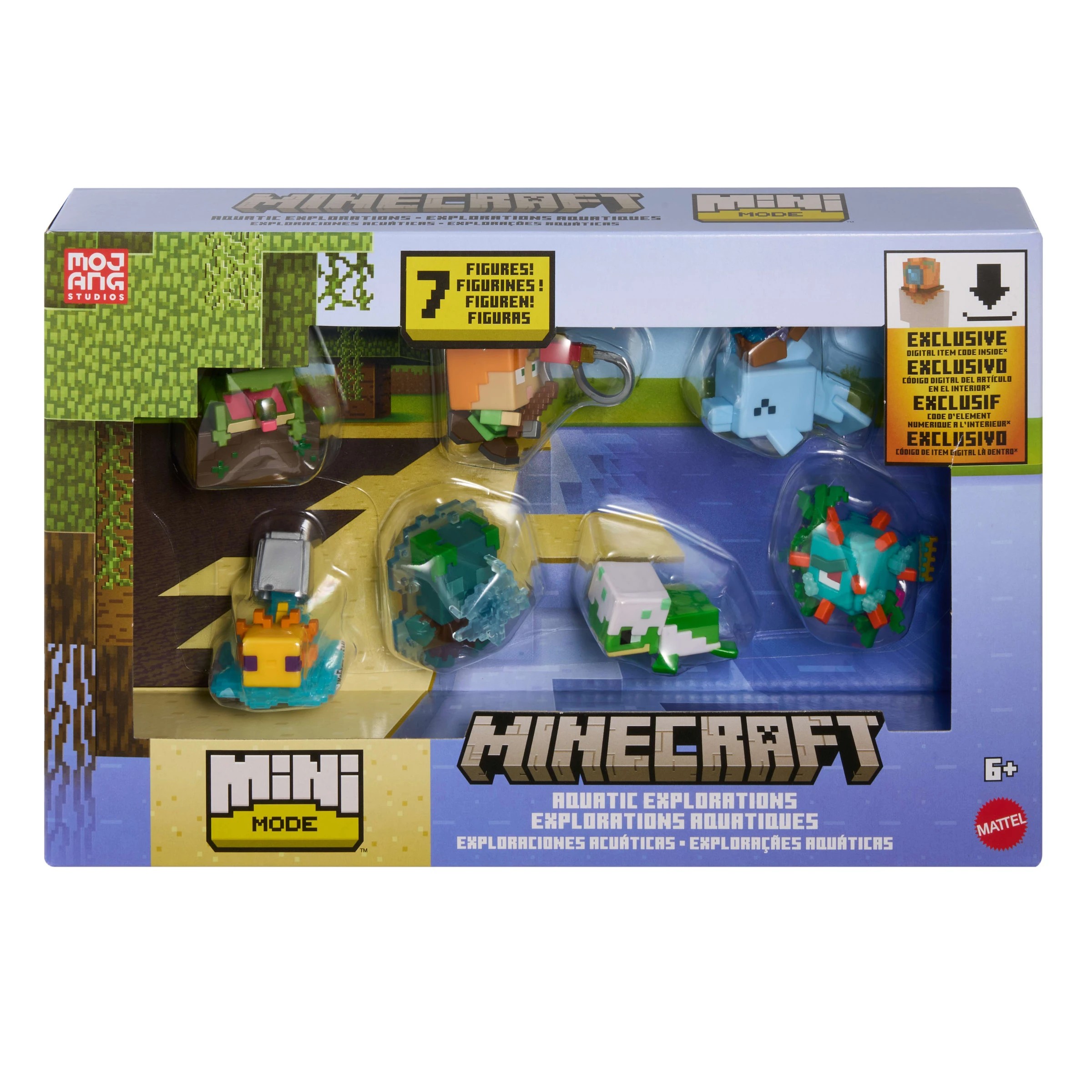 1 7 Pack Minecraft Mini Mode Aquatic Explorations Collectible Set, 1 of 7