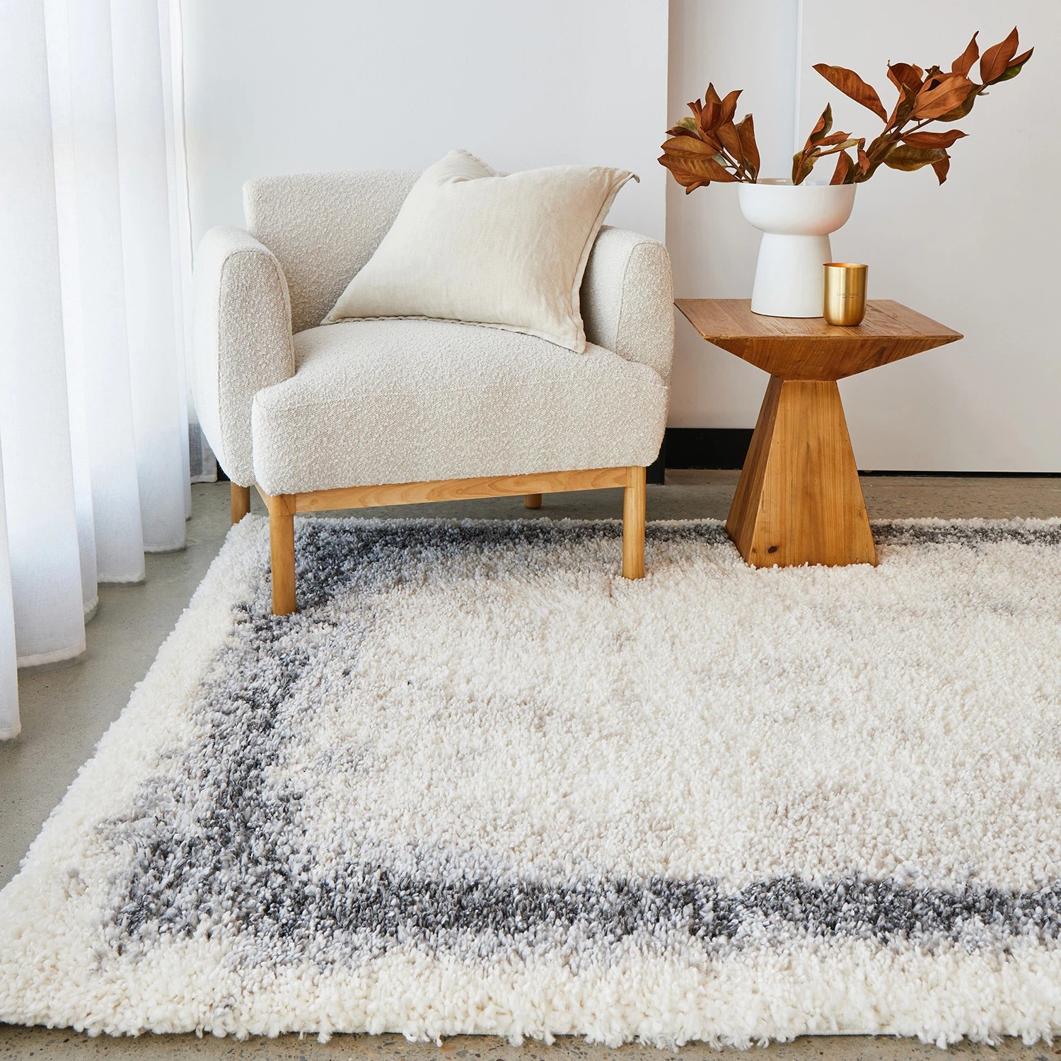 1 Common Ground Rugs Nocturne Cloud 330x240cm - Extra Large Power Loomed Pet Friendly Floor Rug - Natural, 1 of 6
