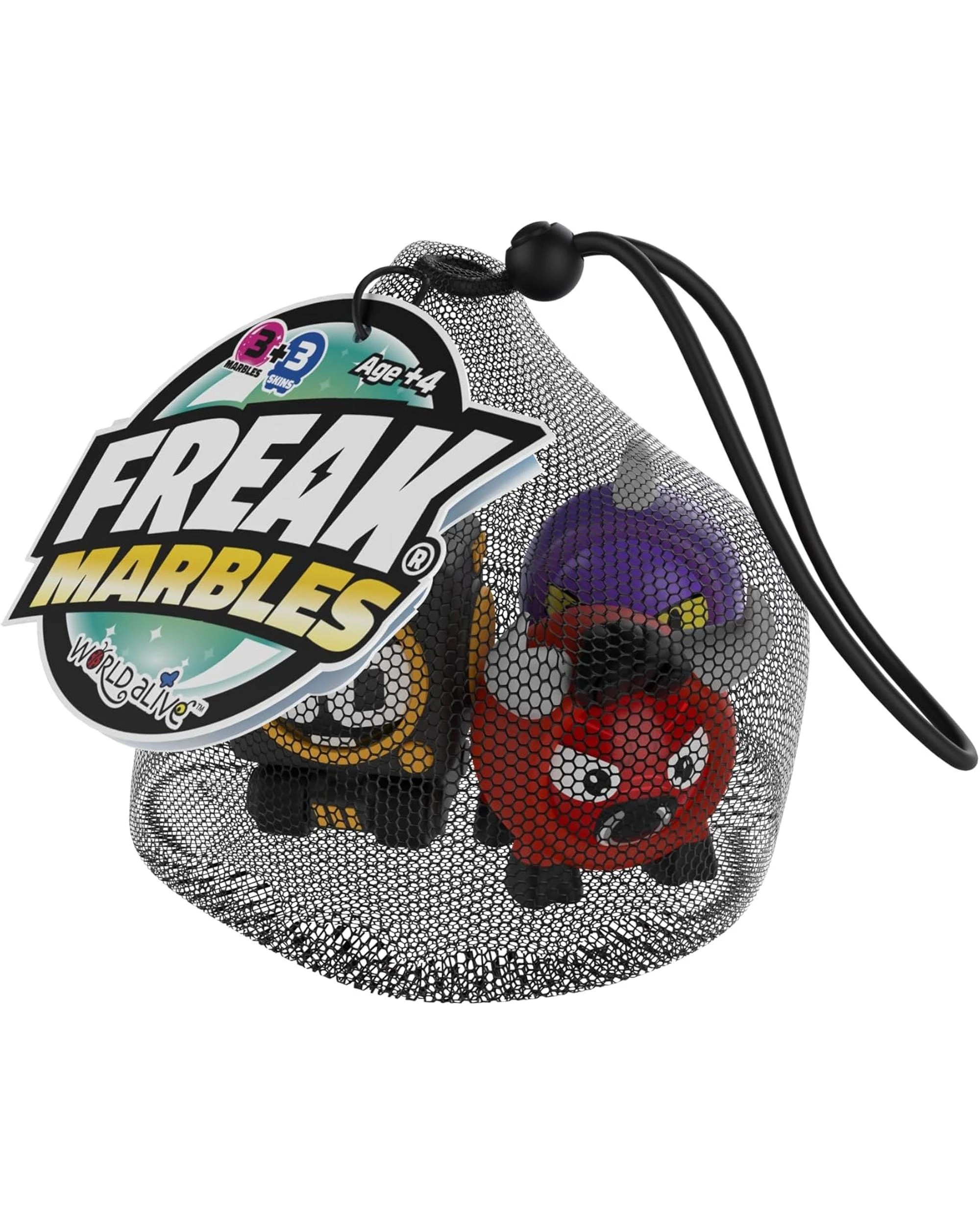 1 Freak Marbles Drawstring Mesh Bag Assorted 3 Pack, 1 of 3