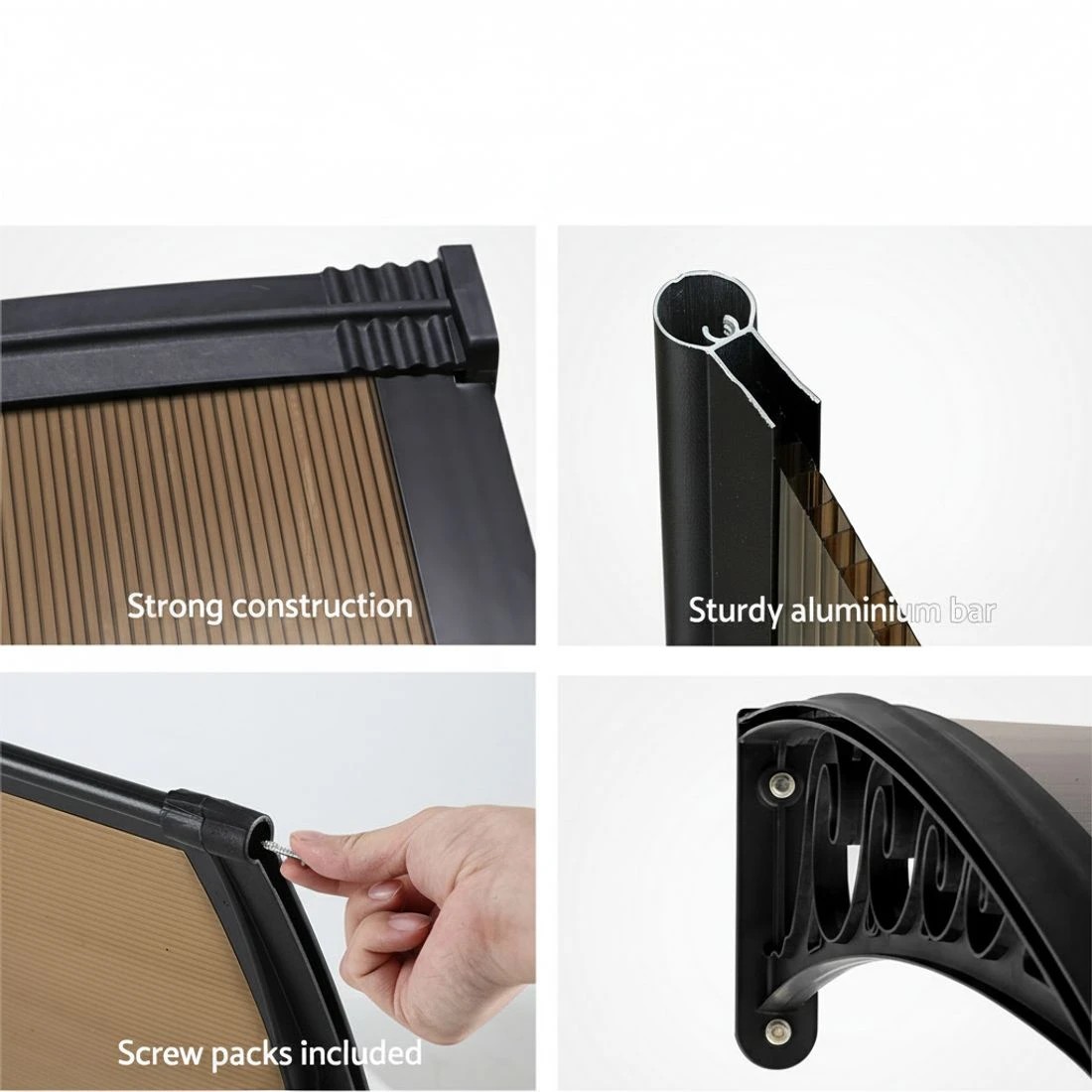 8 Instahut Window Door Awning 0.8mx2m - Brown, 8 of 9