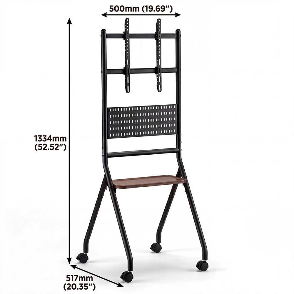 2 ZUNI Rolling TV Stand Mobile TV Cart Shelf Storage Pegboard for 32-65 Inch TVs - Black, 2 of 3