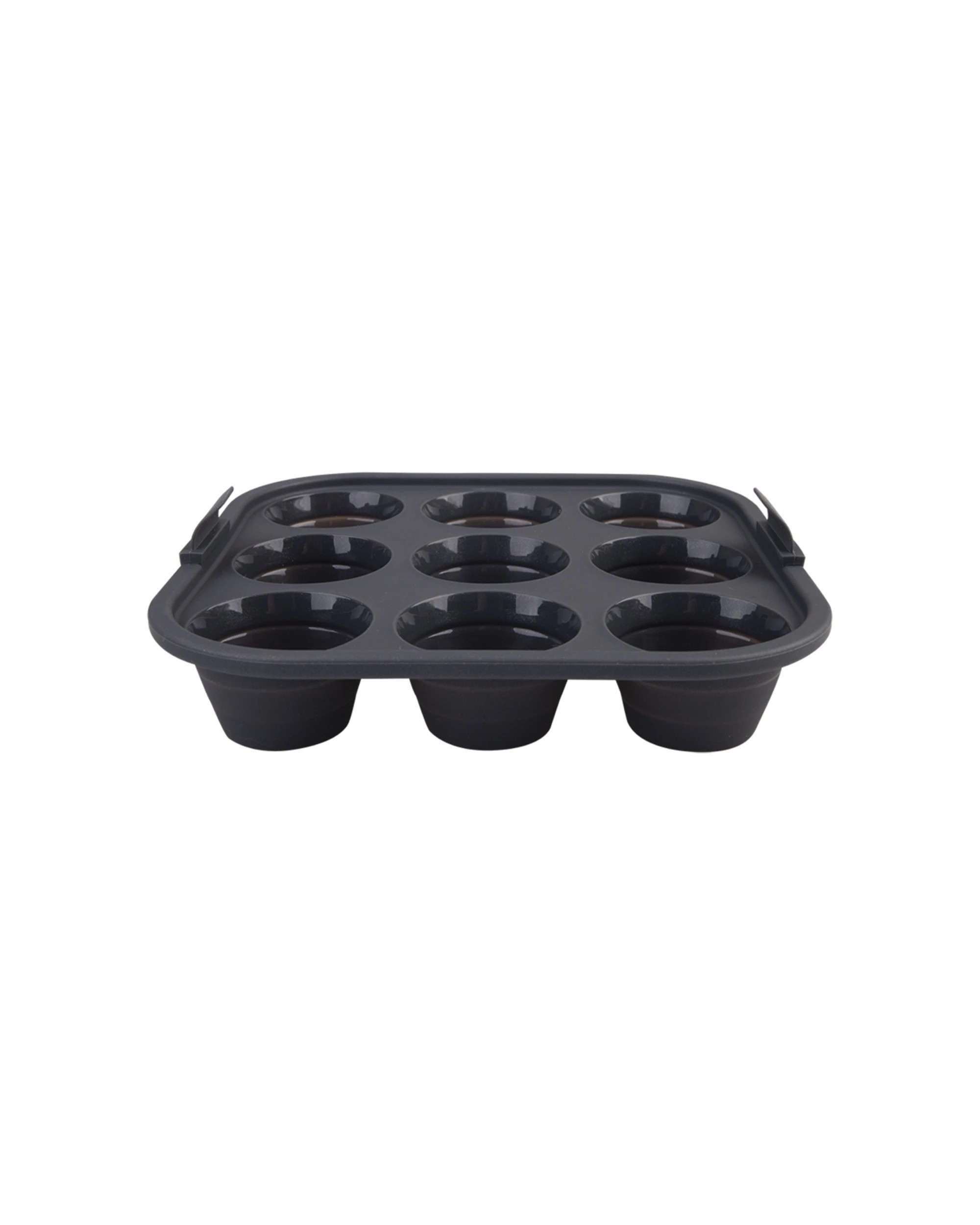 1 Daily Bake Silicone 9-cup Collapsible Mini Muffin Pan 22cm Steel Reinforced - Black, 1 of 6