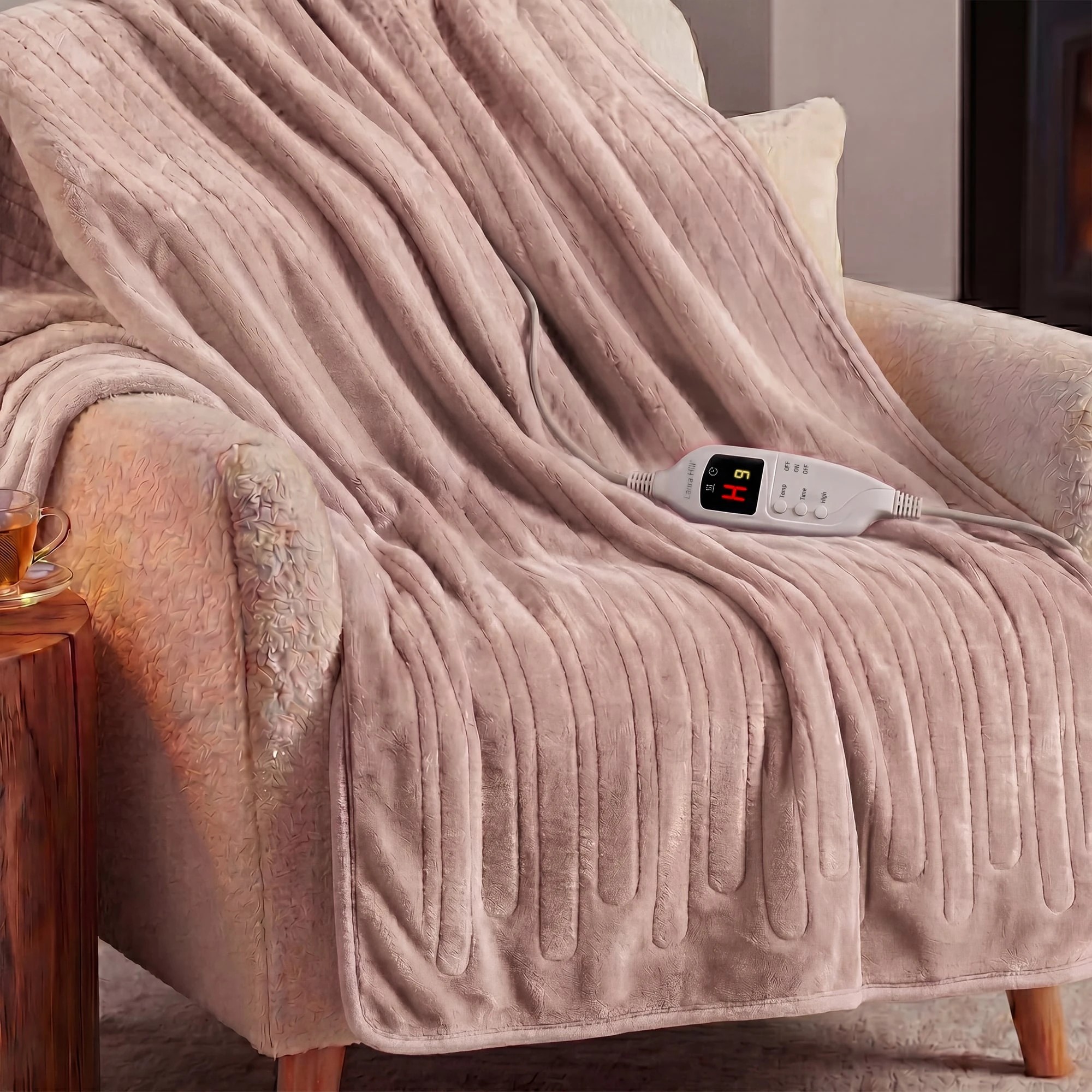 3 Laura Hill Electric Heated Blanket Throw Soft Coral Fleece 9 Heat Settings - Pink, 3 of 8