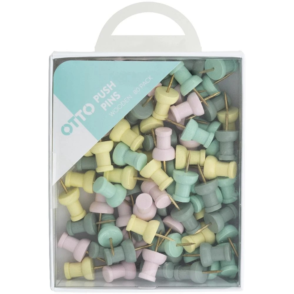 2 Otto Wooden Push Pins 80 Pack Pastel, 2 of 2