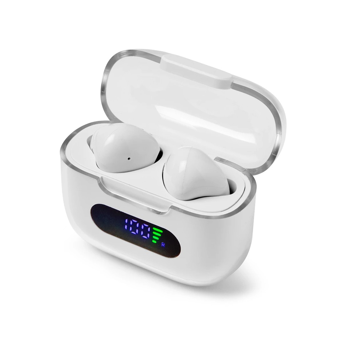 2 True Wireless Earphones With LED Display - White, 2 of 10