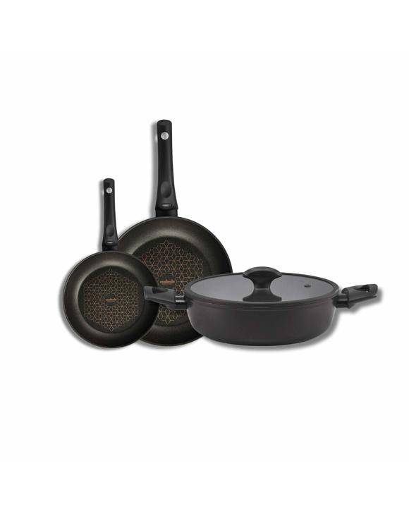 Essteele Per Salute Nonstick Induction 3 Piece Essentials Cookware Set - Black