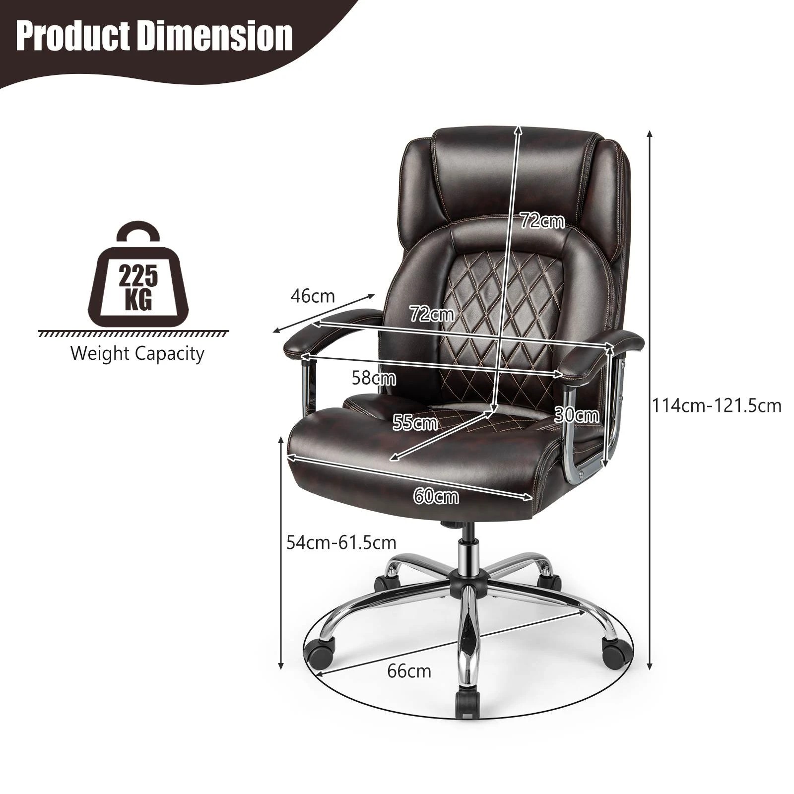 7 Costway Office Chair Executive Computer Gaming Chair - Brown, 7 of 8
