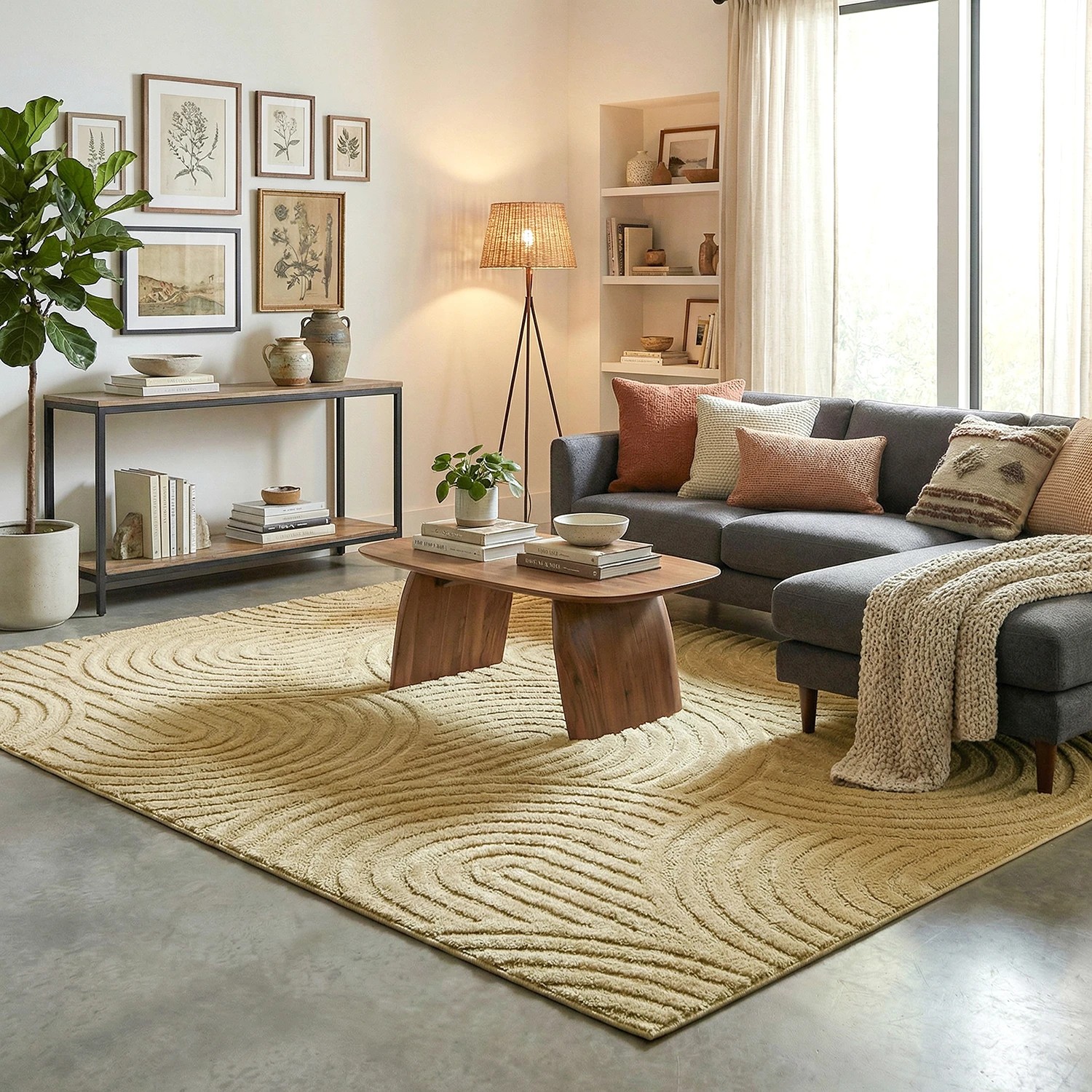1 Common Ground Rugs Sanctuary Zina 400x300cm - Extra Extra Large Power Loomed Floor Rug - Gold, 1 of 7