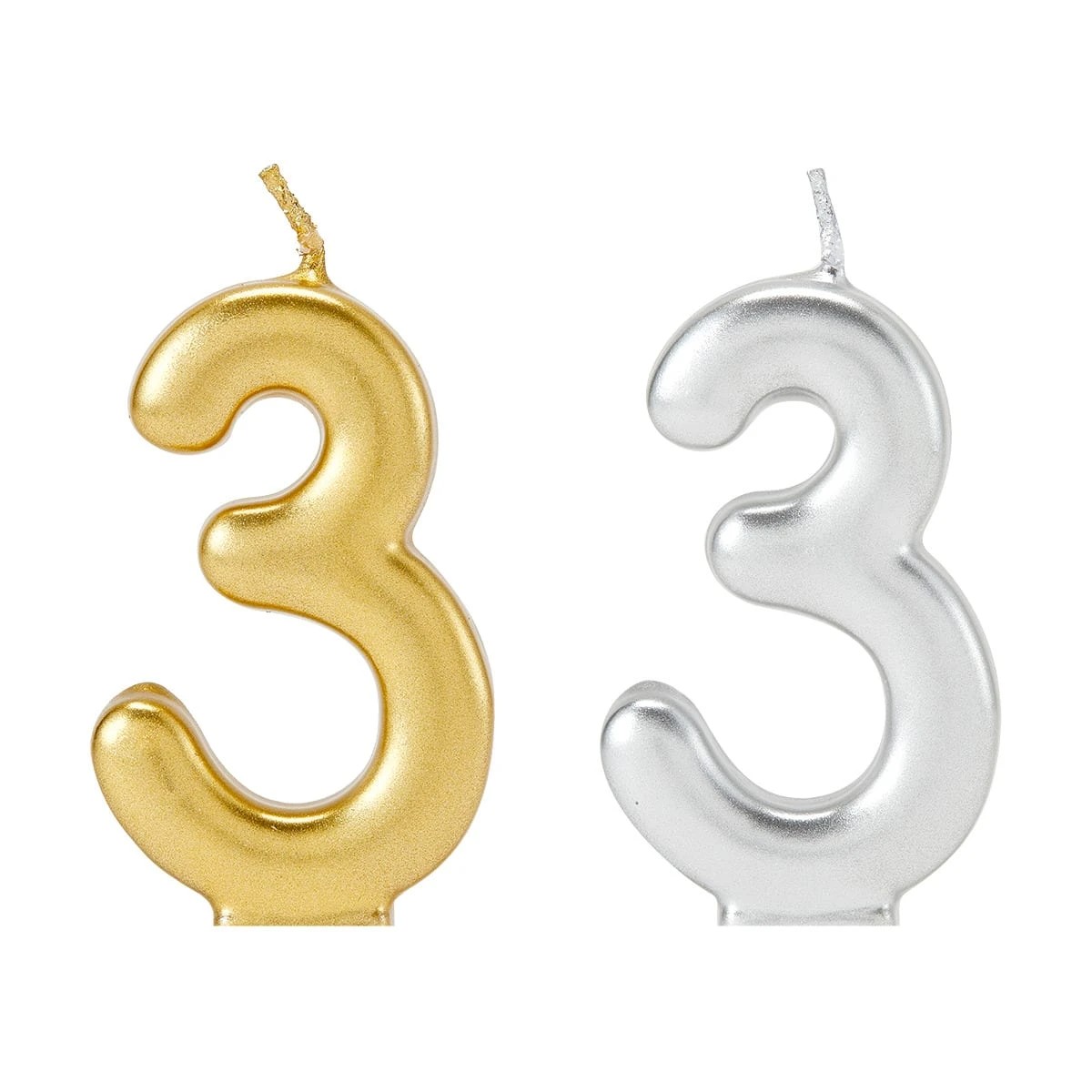 5 Metallic Candle Number 3 - Assorted, 5 of 6