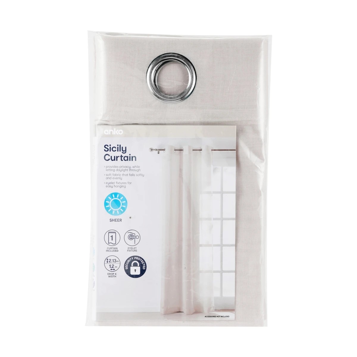 7 Sicily Eyelet Curtain - Natural - 120cm x 213cm, 7 of 7