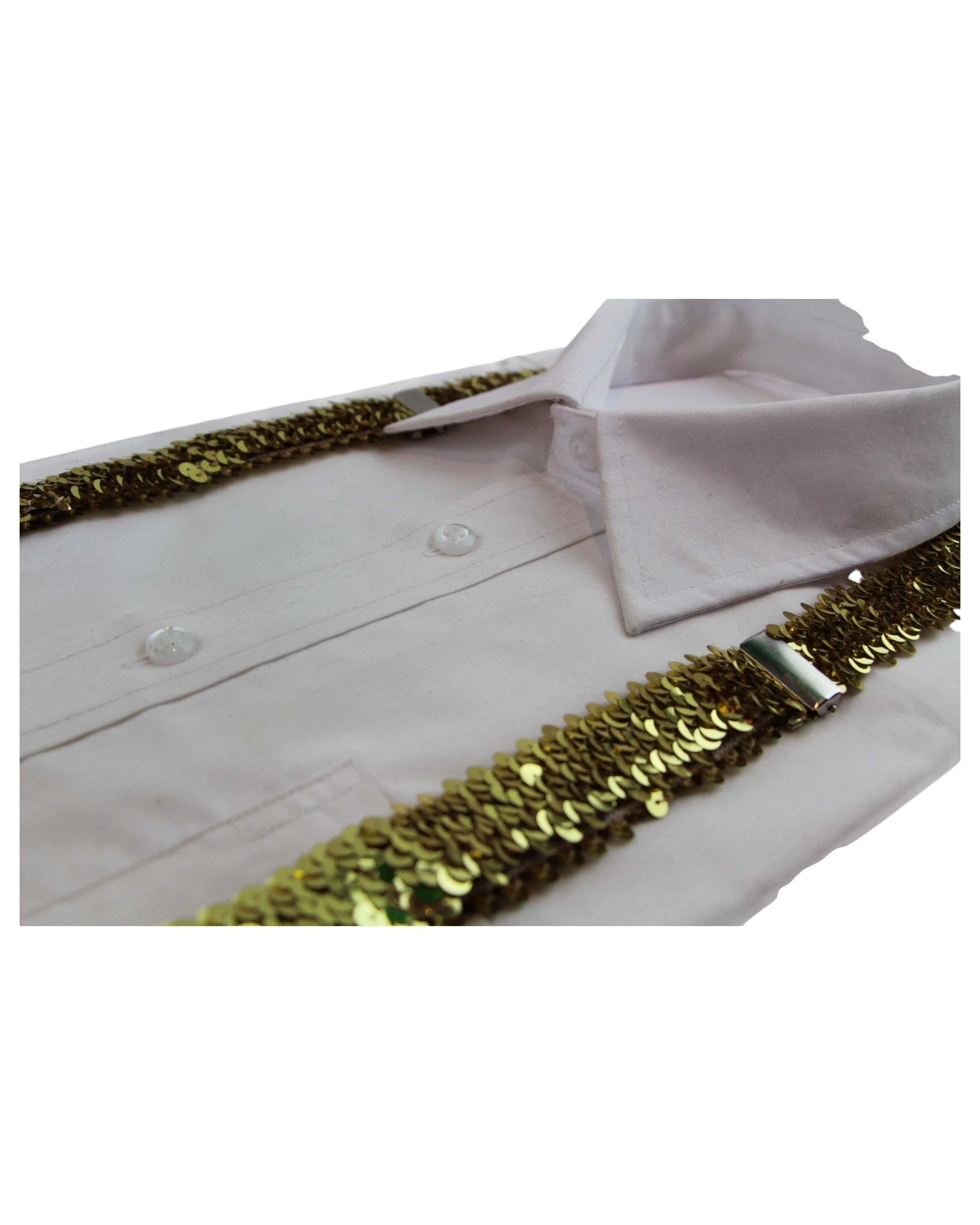 3 Zasel Unisex Adjustable 100cm Sequin Suspenders - Gold, 3 of 3