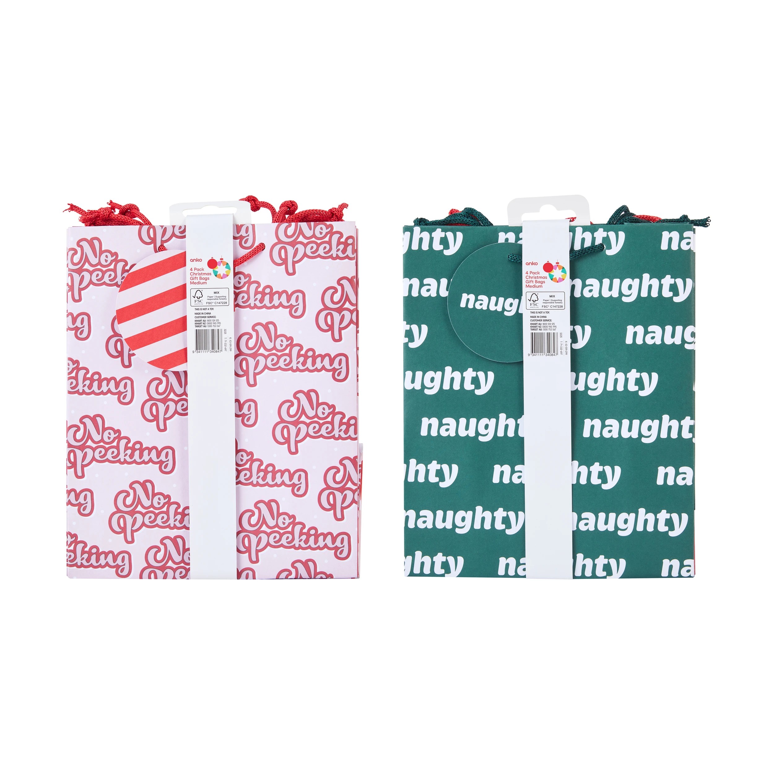 6 4 Pack Christmas Gift Bags - Medium, Assorted, 6 of 6