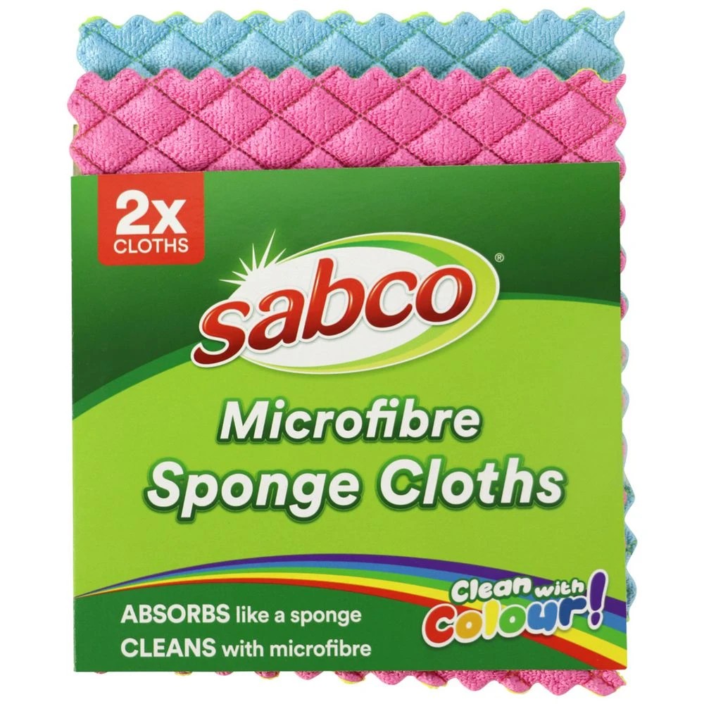 1 Sabco Microfibre Sponge Cloth Rainbow 2 Pack, 1 of 4