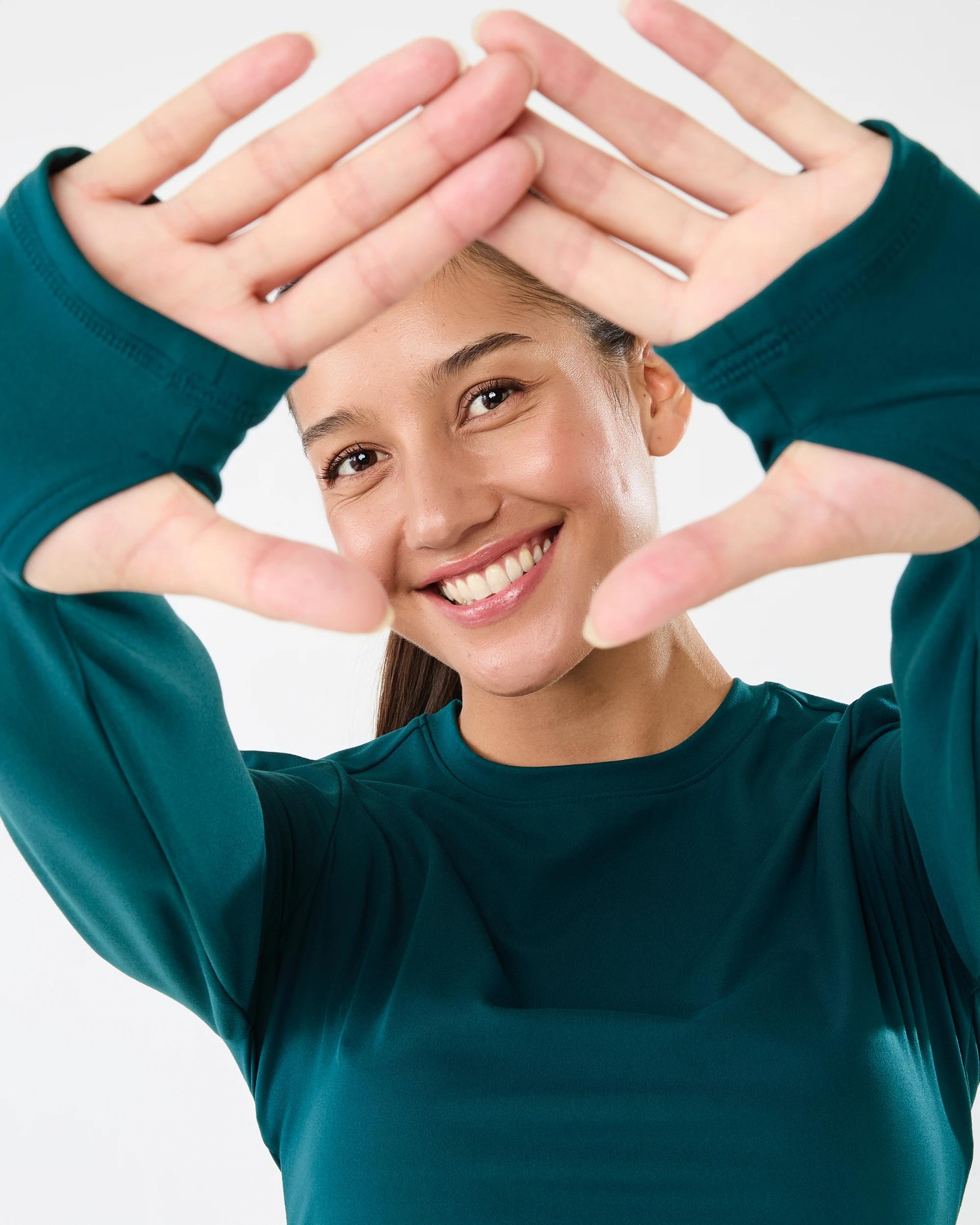 4 Active Womens Long Sleeve Ultrasoft Top Deep Teal, 4 of 7