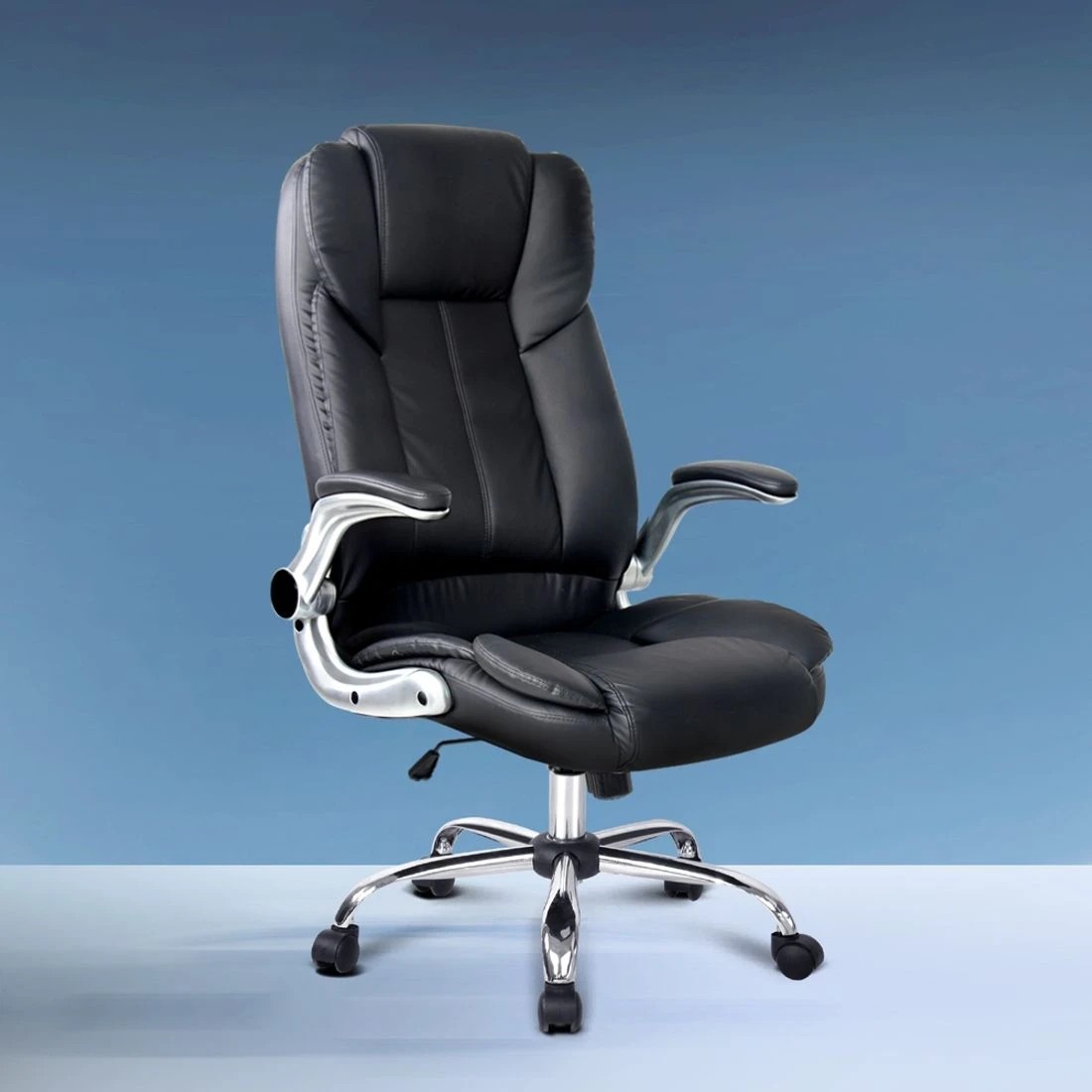 3 Artiss Executive Office Chair Leather Tilt - Black, 3 of 10