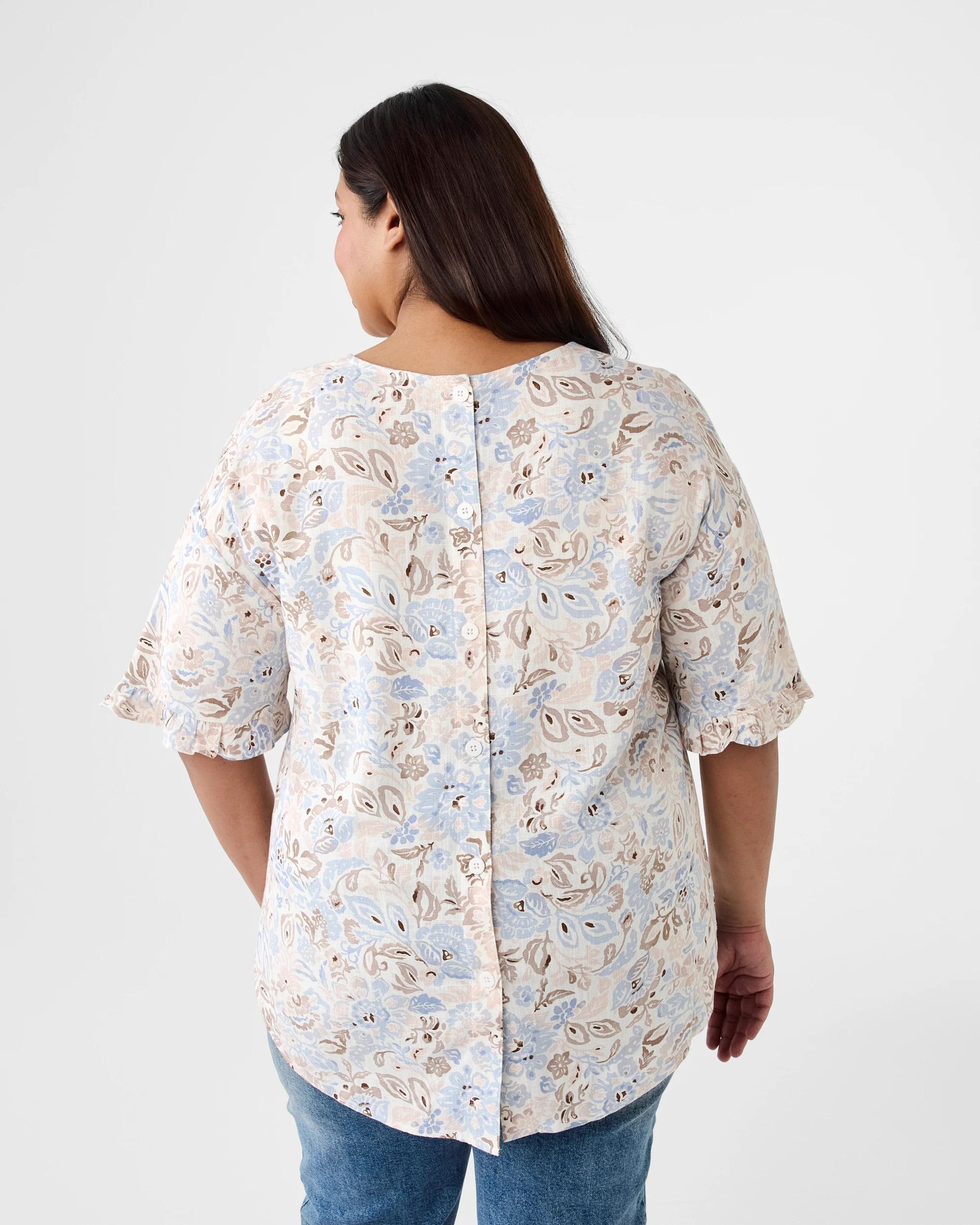3 Curve Short Sleeve Button Back Top Chintz Frl, 3 of 7
