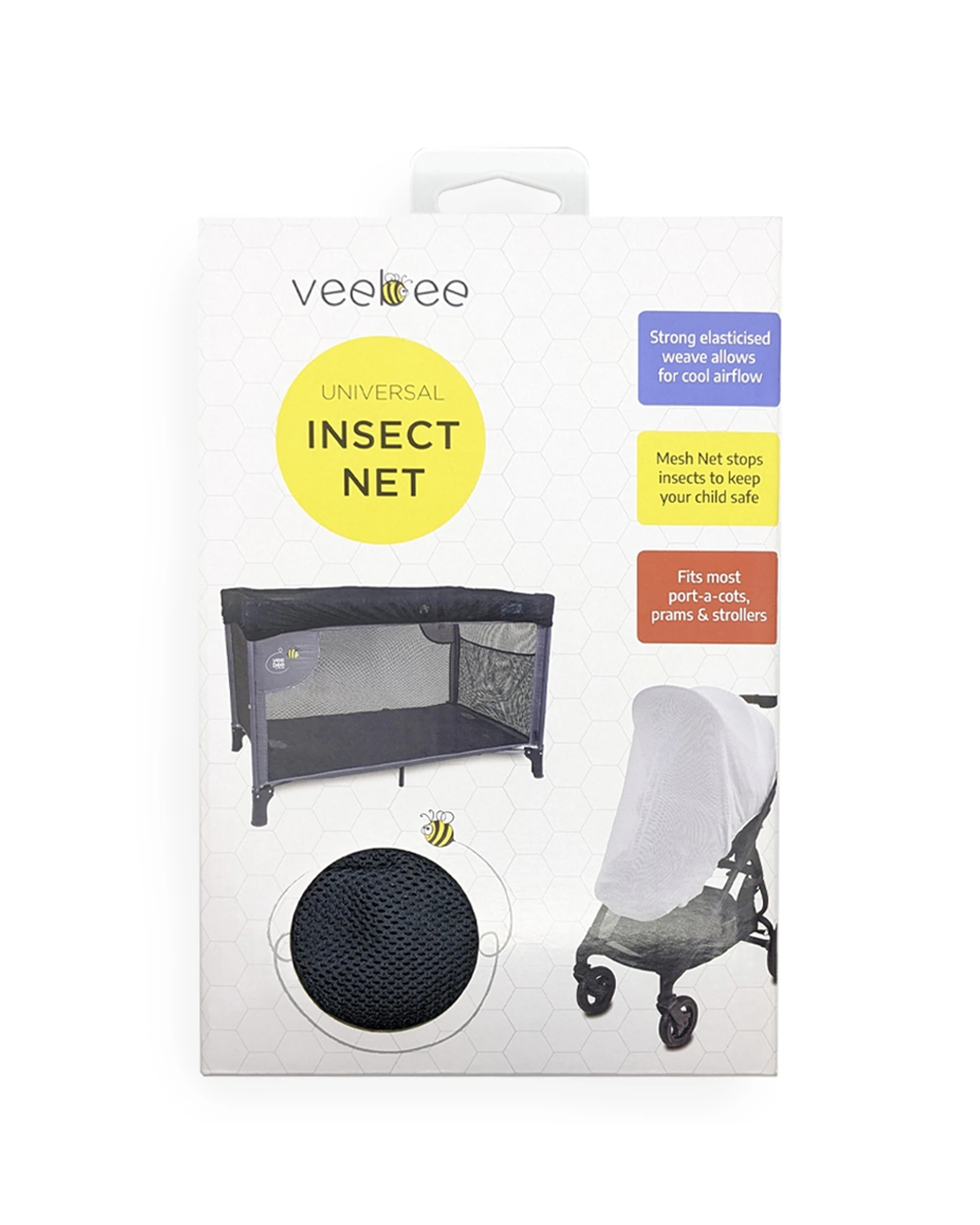 2 Veebee Universal Insect Protection Bug Net Mesh For Baby Stroller / Cot - Black, 2 of 3