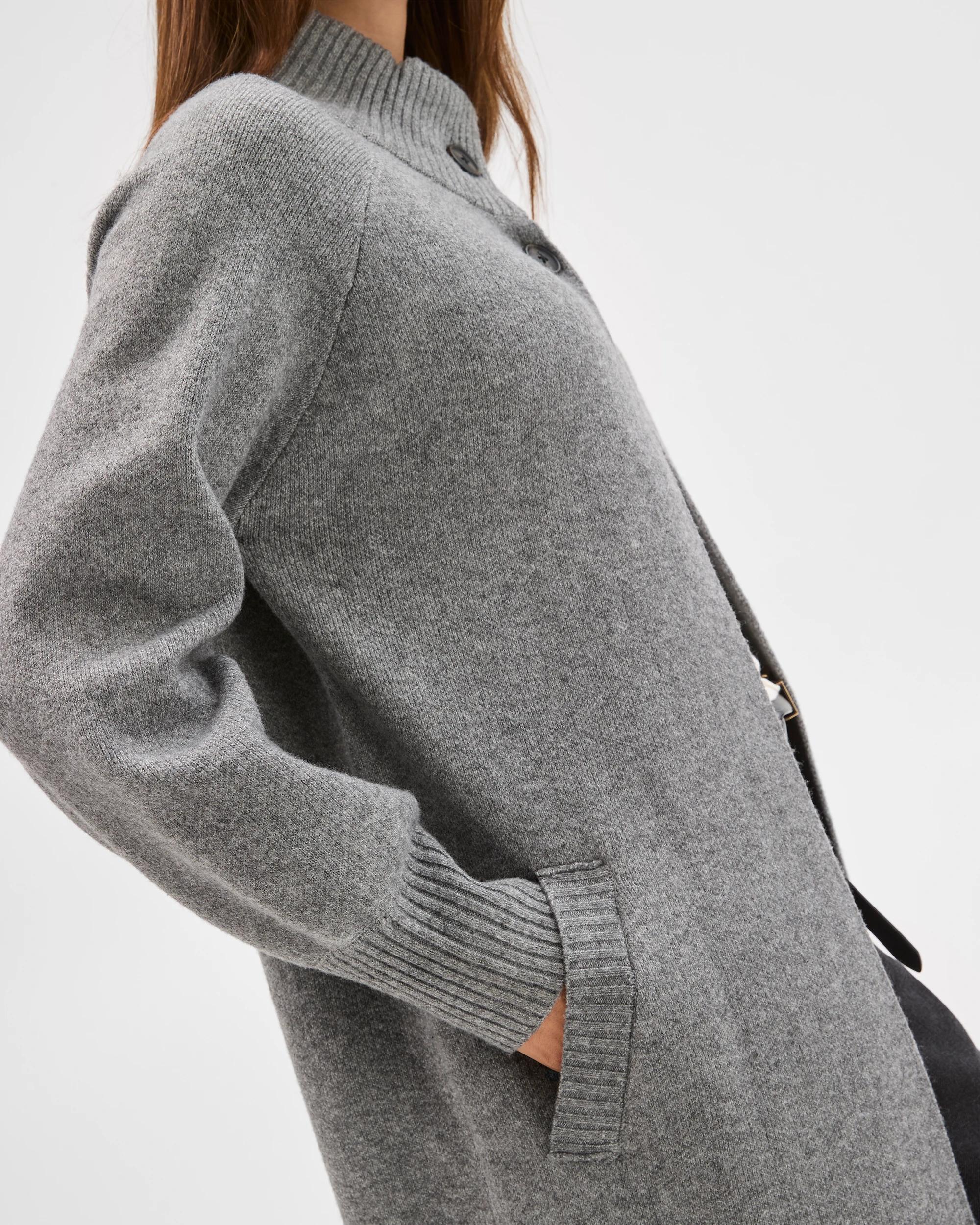 7 Lily Loves Funnel Neck Longline Cardigan GREY MARLE, 7 of 8