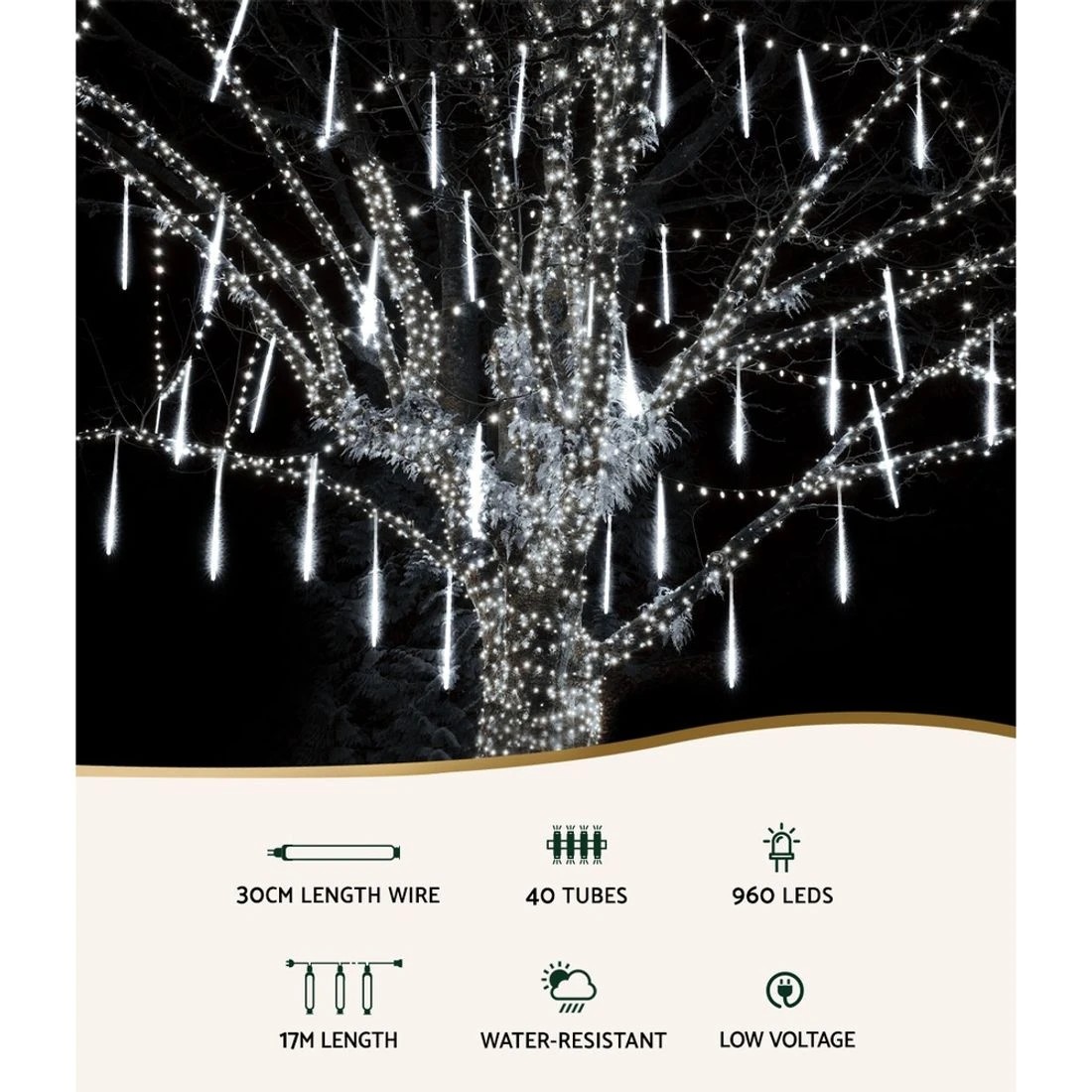 4 Jingle Jollys 12M Christmas Lights Shower Light 960 LED Falling Meteor - Multi, 4 of 7