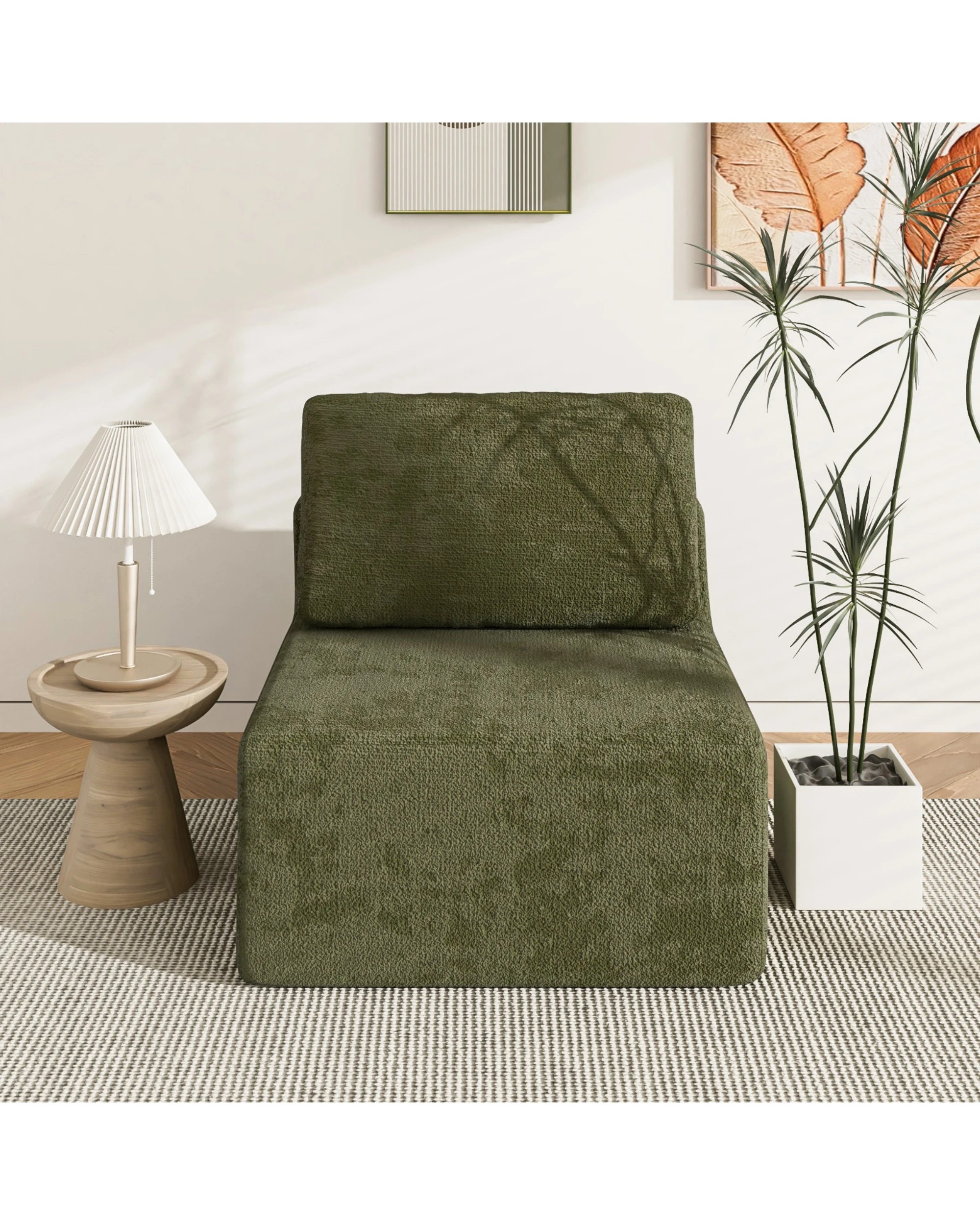 2 Advwin Armless Sofa Chair Chenille Fabric Modular Lazy Sofa Free Installation, 2 of 5