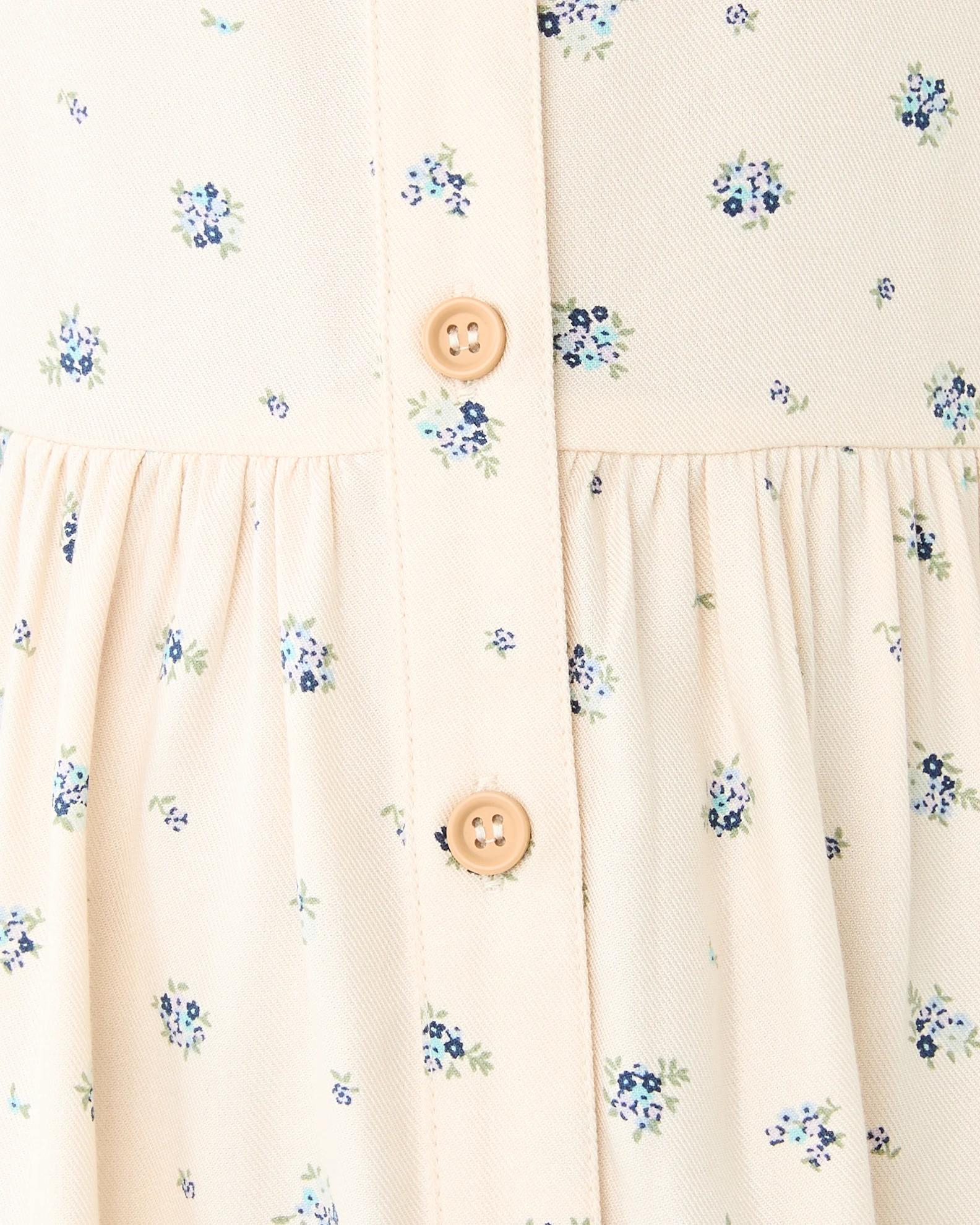 6 Long Sleeves Collared Dress Bge Floral, 6 of 9