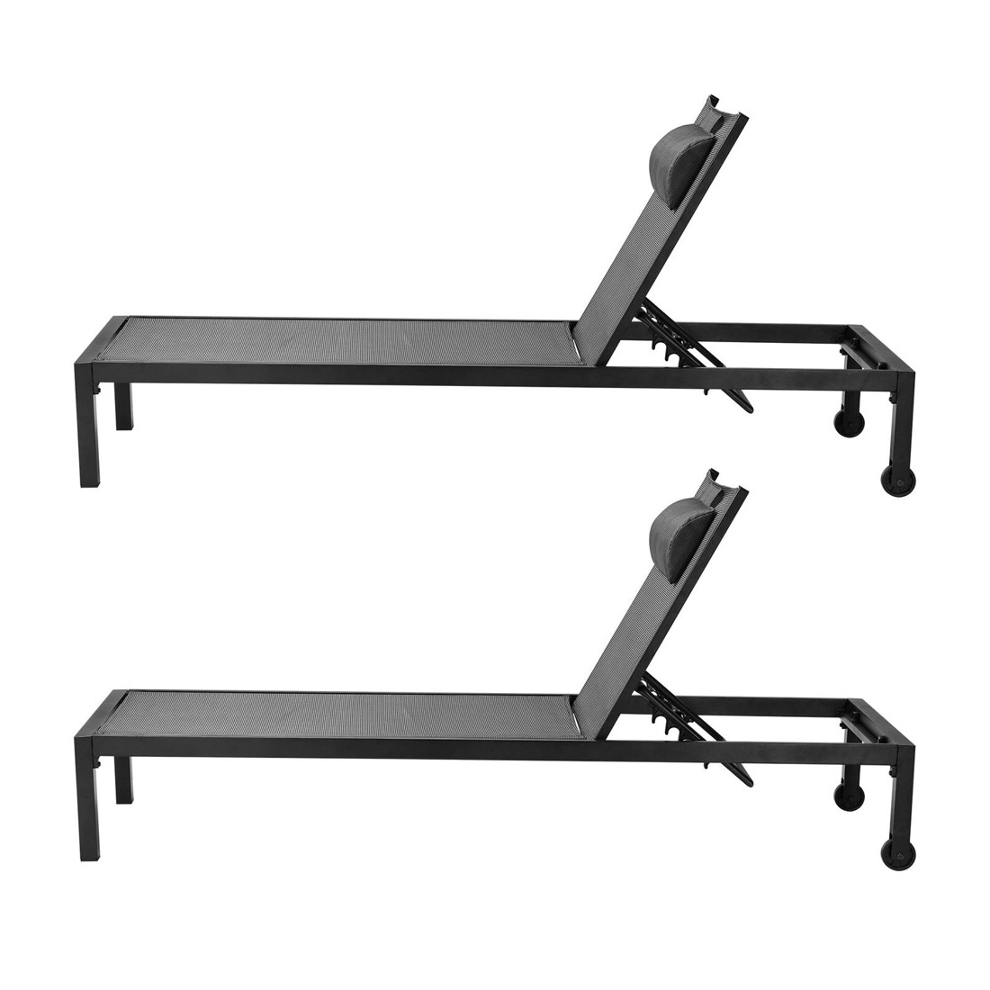 5 Livsip 2x Outdoor Sun Lounger Aluminium Day Bed
 - Black, 5 of 8