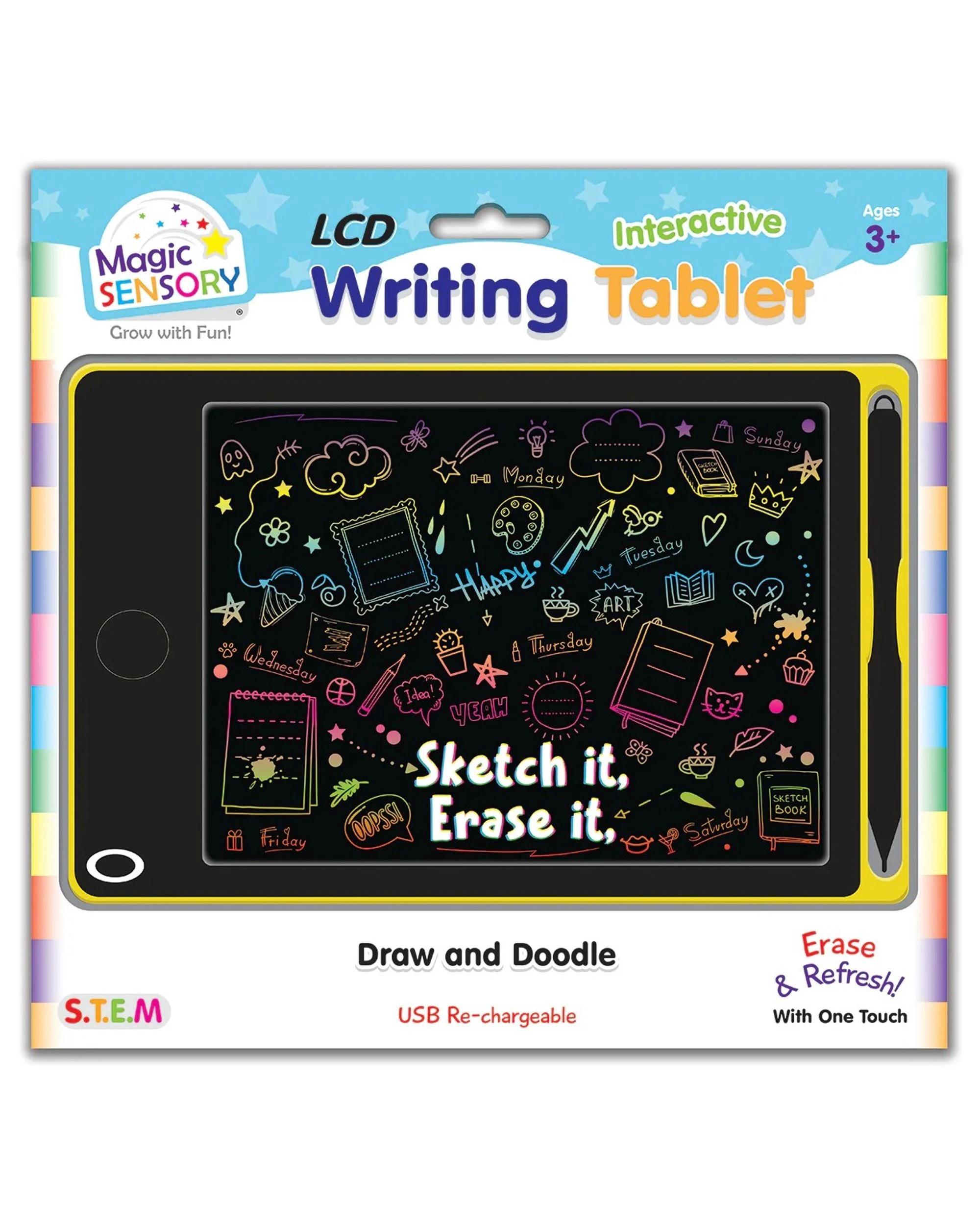 1 Magic Sensory Interactive LCD Writing Tablet - Yellow Doodle - Yellow, 1 of 2