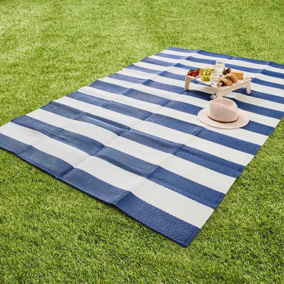 1 Woven Floor Mat - Blue Stripe, 1 of 8