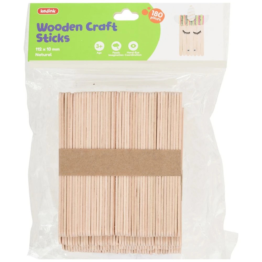1 Kadink Wooden Craft Sticks Natural 180 Pack, 1 of 4