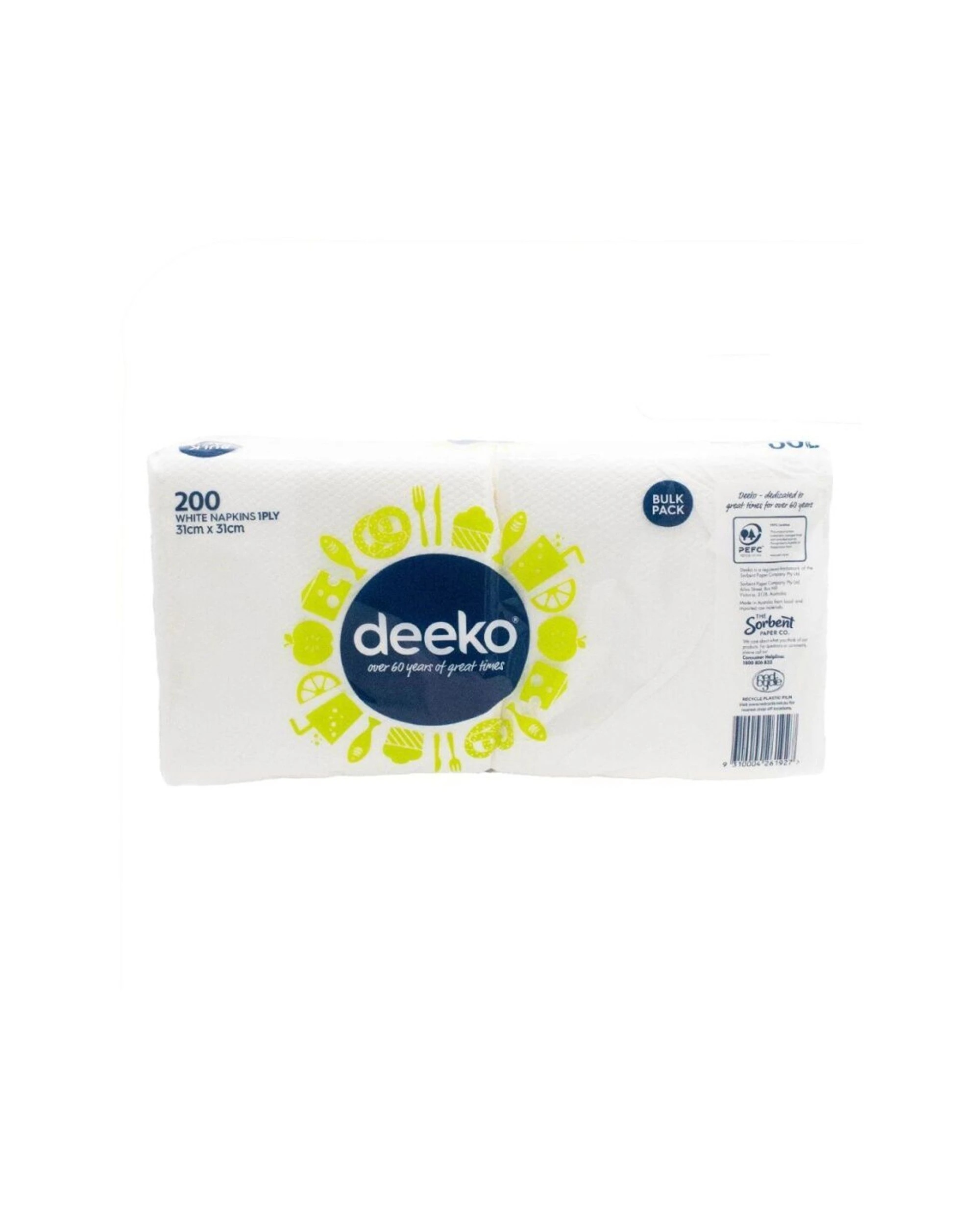 3 Deeko 8x 200pc Single Ply Disposable Napkins Set For Bulk Food Catering Events 31x31cm - White, 3 of 3