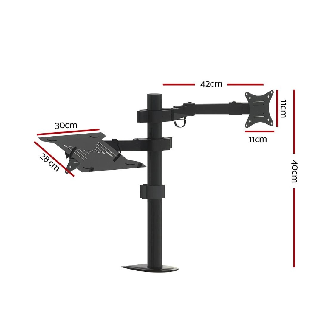 2 Artiss Monitor Arm Desk Mount Laptop Tray - Black, 2 of 7