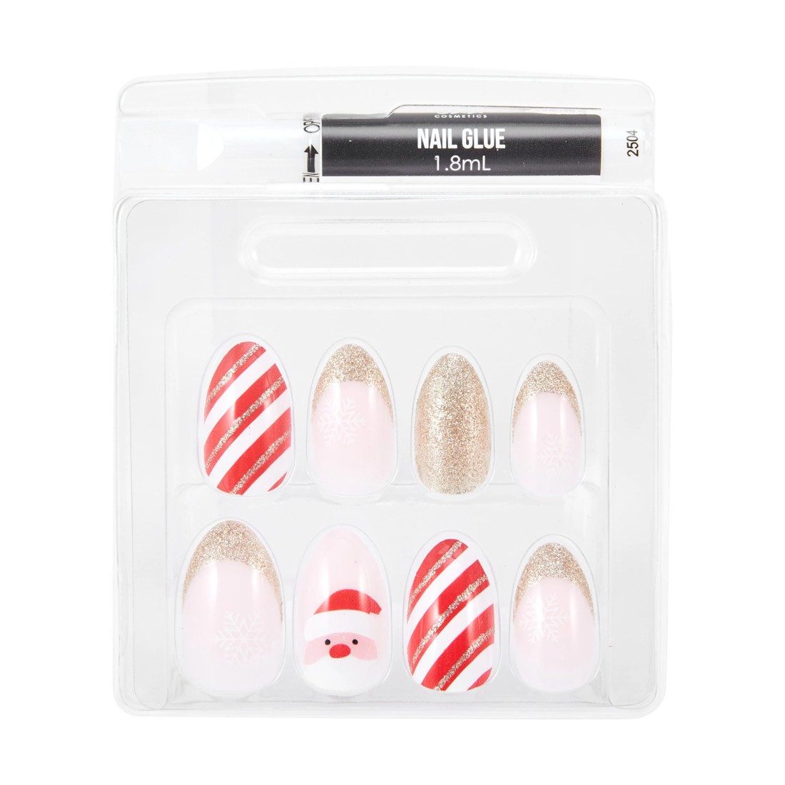3 OXX Cosmetics 24 Pack Artificial Nails with Adhesive - Almond Shape, Red, 3 of 4