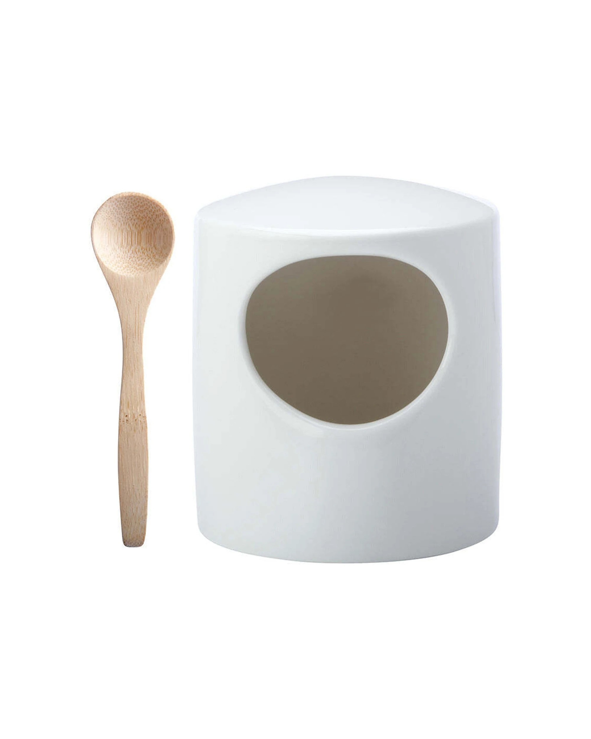 2 Maxwell & Williams Epicurious 12cm Porcelain Salt Pig With Spoon Salt Keeper
 - White, 2 of 3